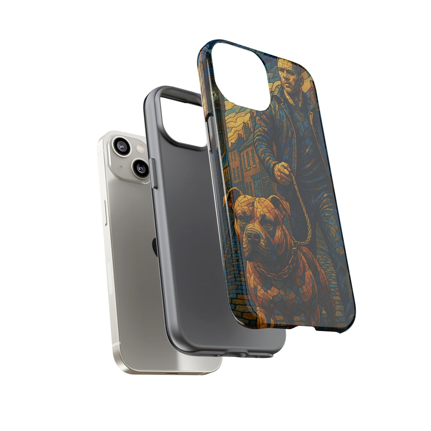 Bold Art Phone Case - Tough Cases for Dog Lovers, Unique Gift for Pet Owners, Phone Accessories for Him, Vibrant Dog Design, Stylish [...]Urban Mosaic Pitbull iPhone Case