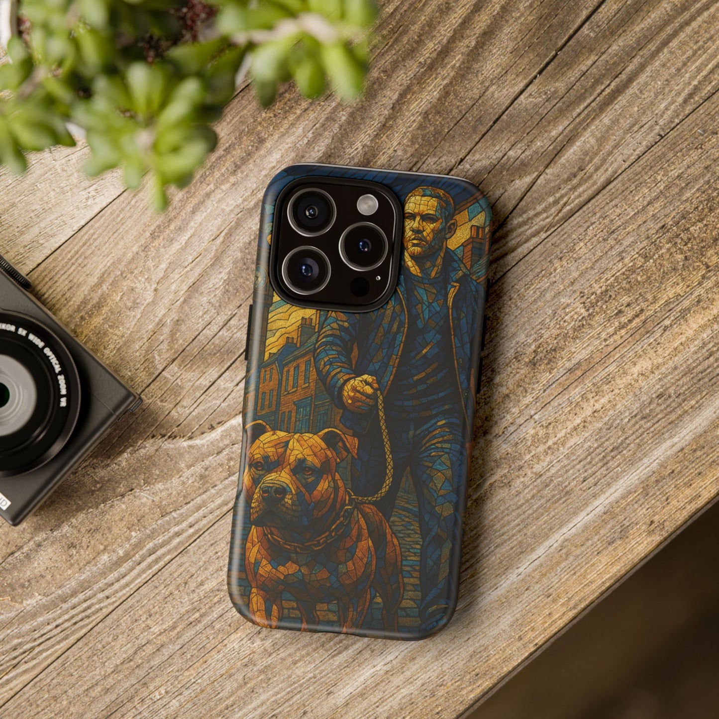 Bold Art Phone Case - Tough Cases for Dog Lovers, Unique Gift for Pet Owners, Phone Accessories for Him, Vibrant Dog Design, Stylish [...]Urban Mosaic Pitbull iPhone Case