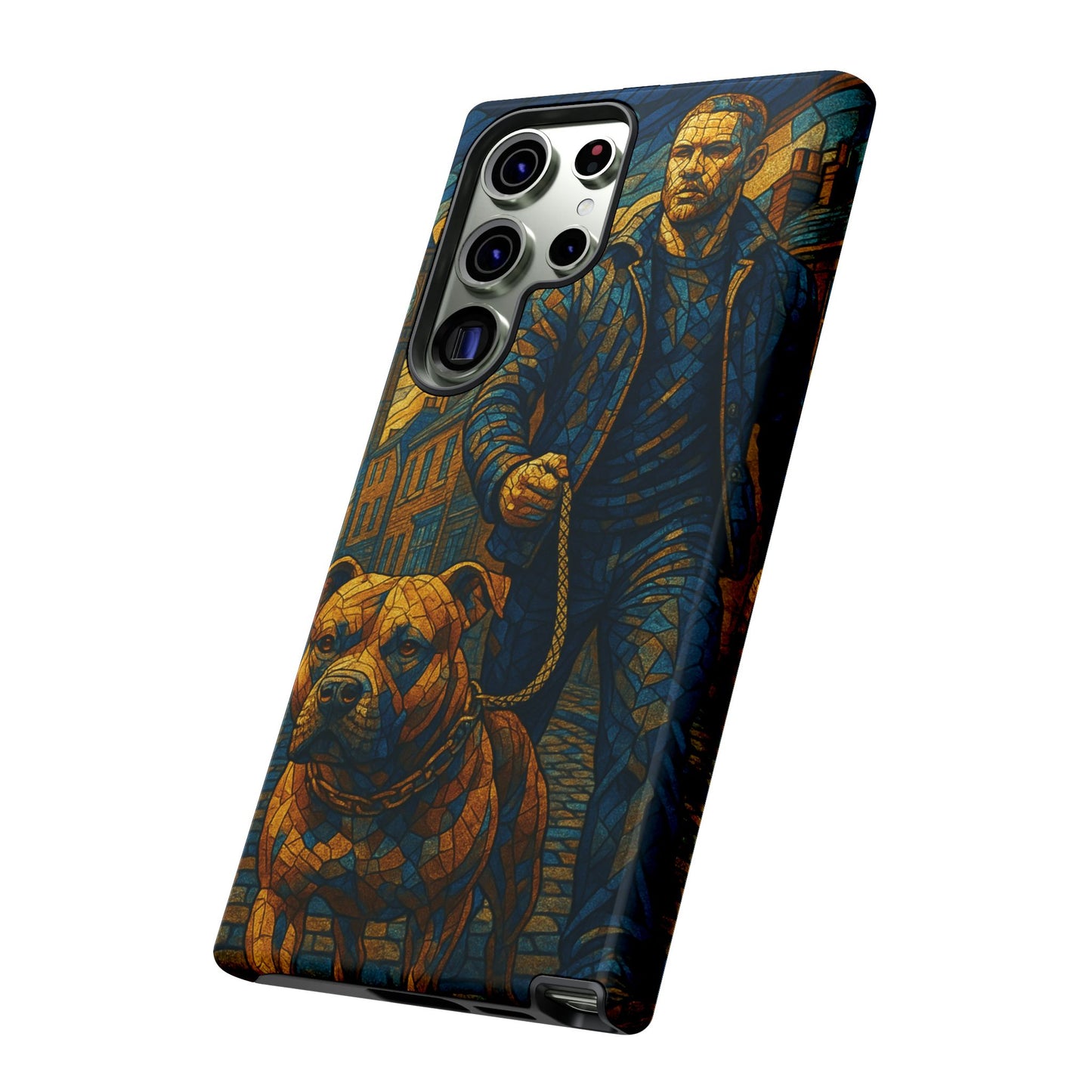 Bold Art Phone Case - Tough Cases for Dog Lovers, Unique Gift for Pet Owners, Phone Accessories for Him, Vibrant Dog Design, Stylish [...]Urban Mosaic Pitbull iPhone Case