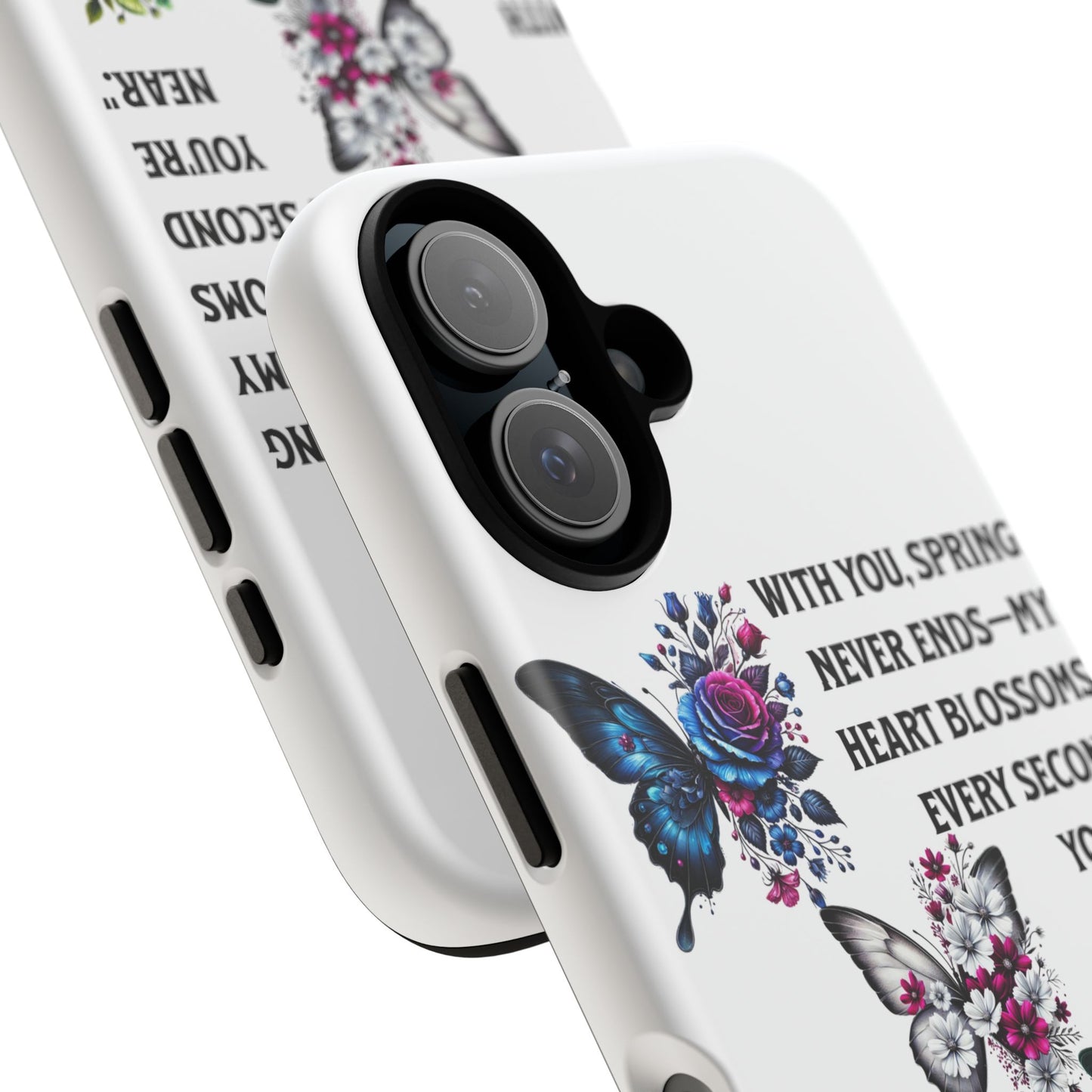 Floral Phone Case for Spring Lovers, Tough Cases, Inspirational Gift, Mother's Day Present, Floral Art Case, Butterfly Decor