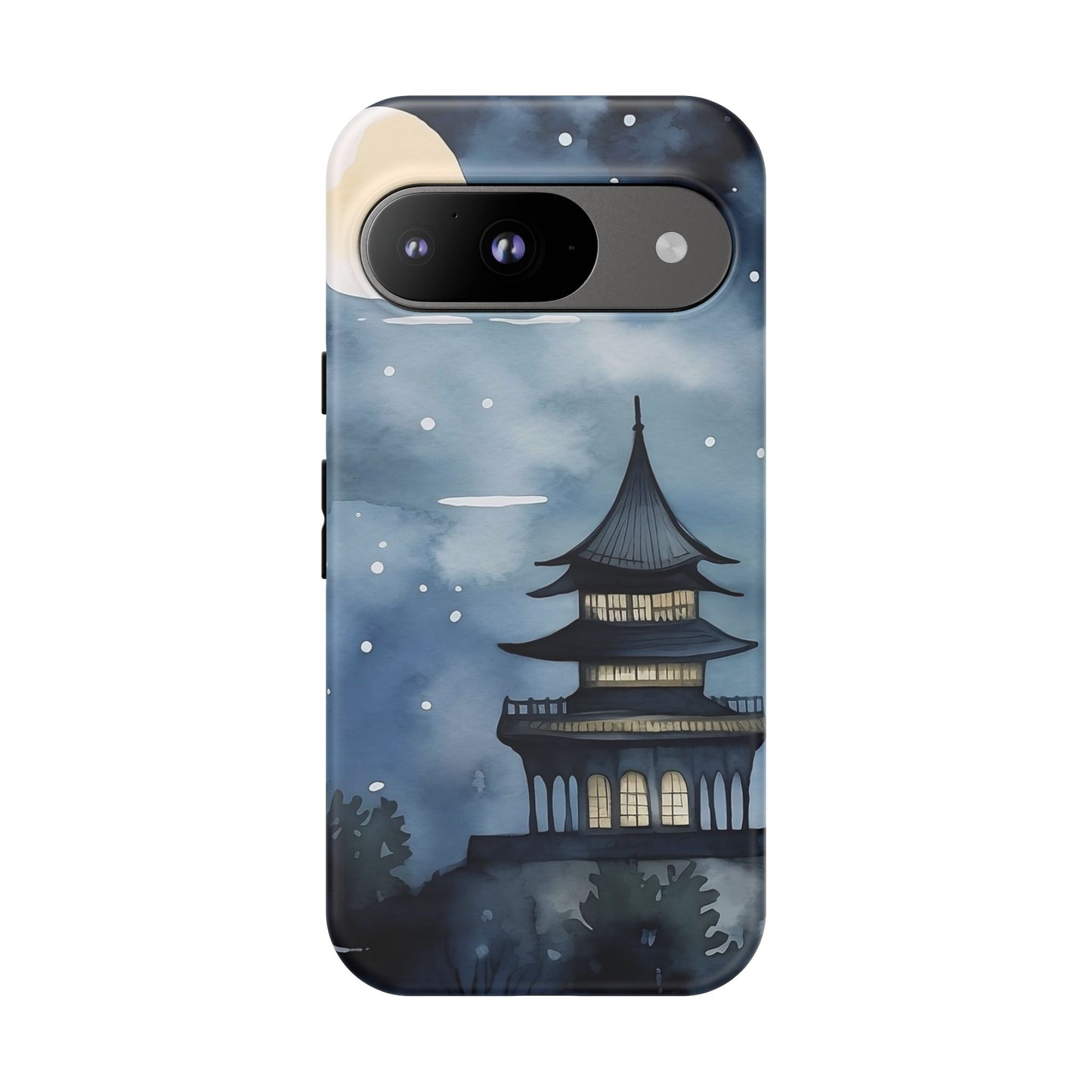 Winter Themed Phone Case, Night Sky Cell Phone Cover, Cozy Snowy Scene, Gift for Nature Lovers, Customizable Case