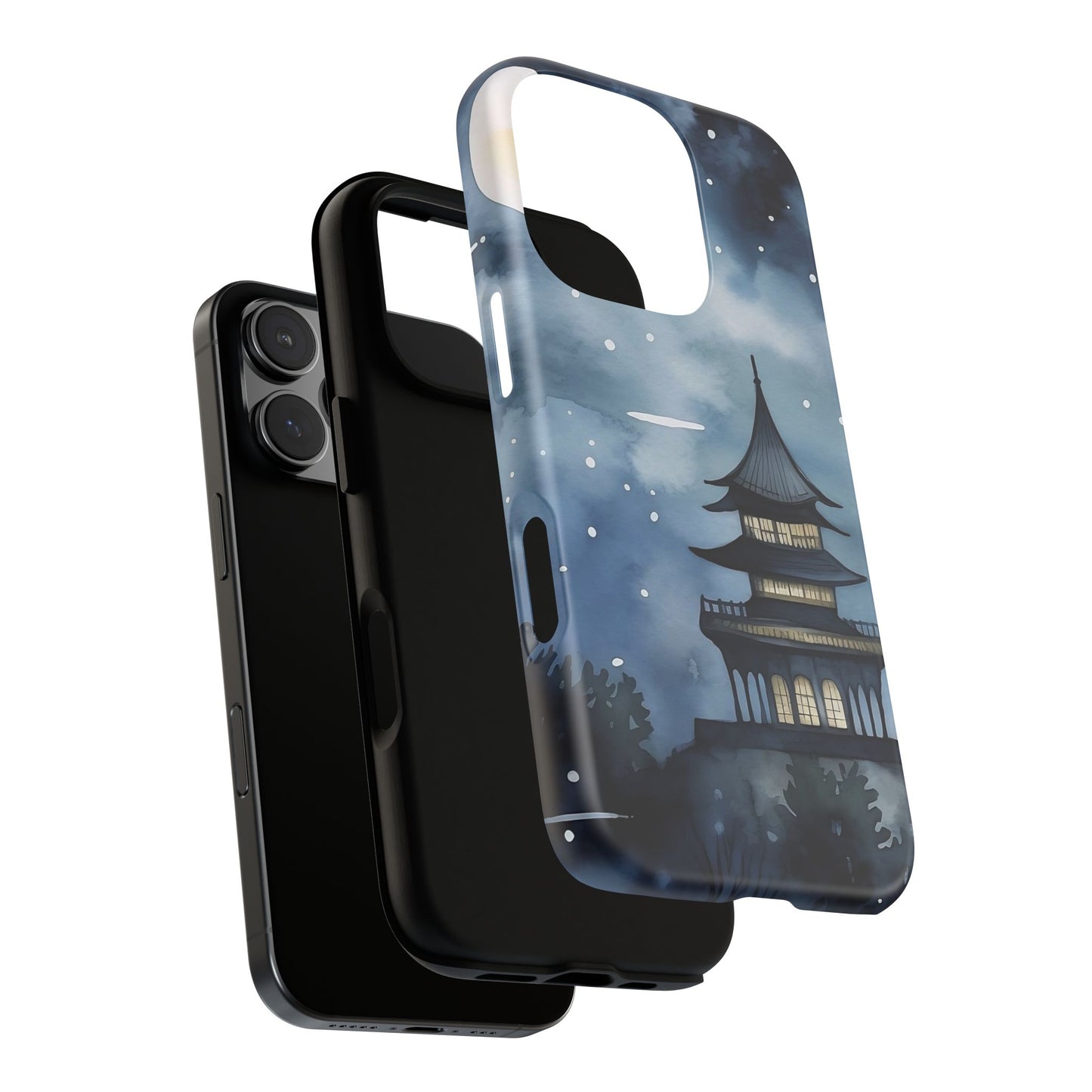 Winter Themed Phone Case, Night Sky Cell Phone Cover, Cozy Snowy Scene, Gift for Nature Lovers, Customizable Case