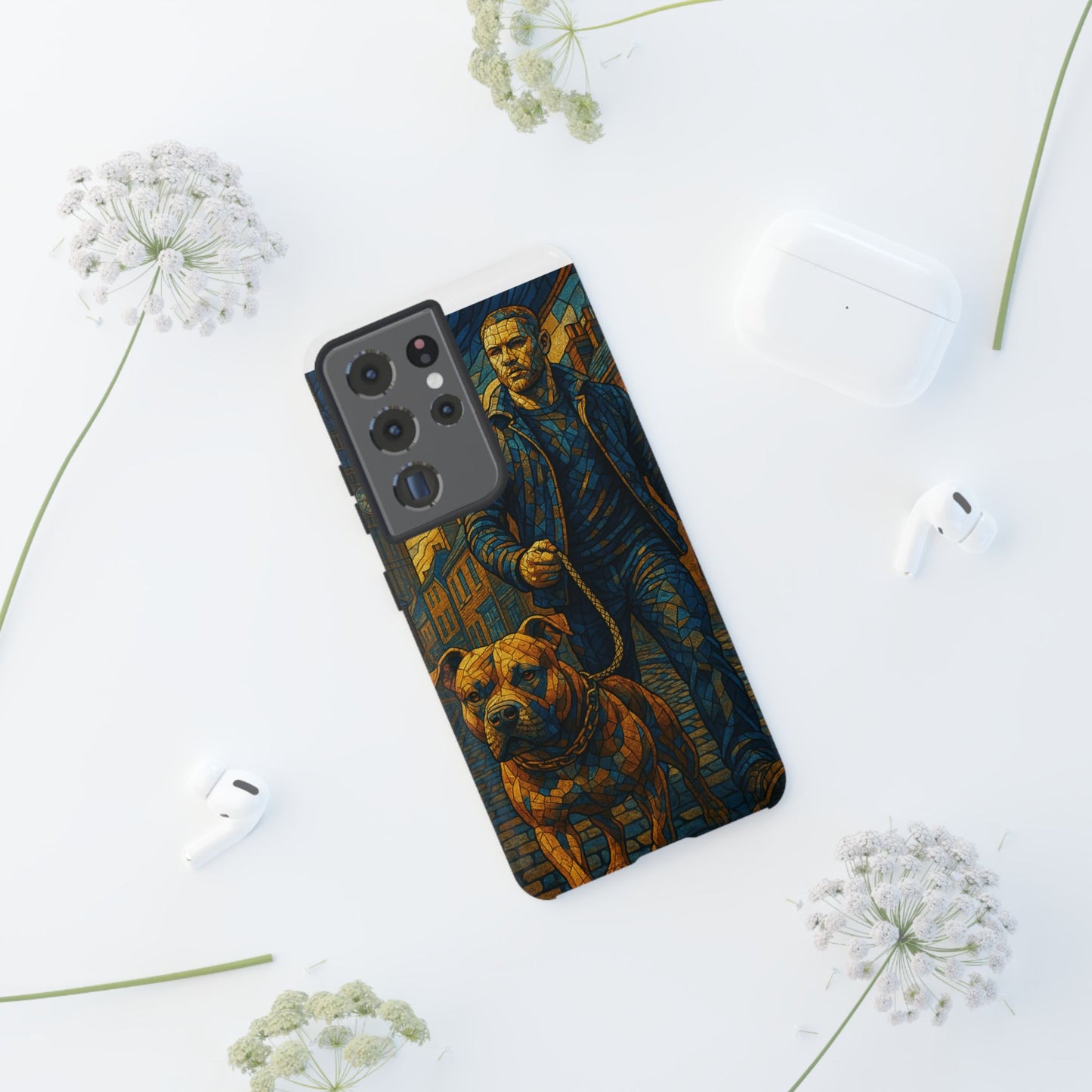 Bold Art Phone Case - Tough Cases for Dog Lovers, Unique Gift for Pet Owners, Phone Accessories for Him, Vibrant Dog Design, Stylish [...]Urban Mosaic Pitbull iPhone Case