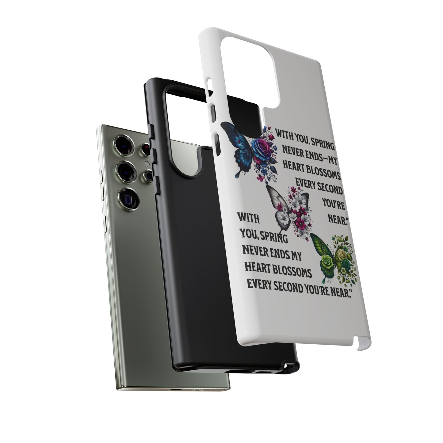 Floral Phone Case for Spring Lovers, Tough Cases, Inspirational Gift, Mother's Day Present, Floral Art Case, Butterfly Decor