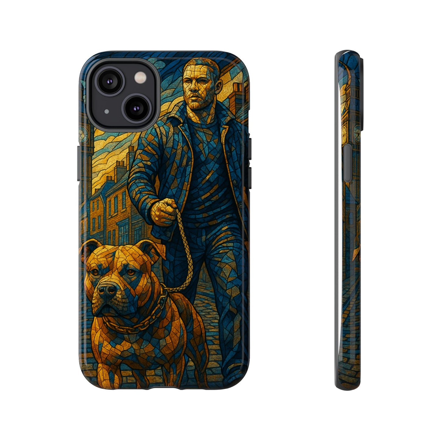 Bold Art Phone Case - Tough Cases for Dog Lovers, Unique Gift for Pet Owners, Phone Accessories for Him, Vibrant Dog Design, Stylish [...]Urban Mosaic Pitbull iPhone Case