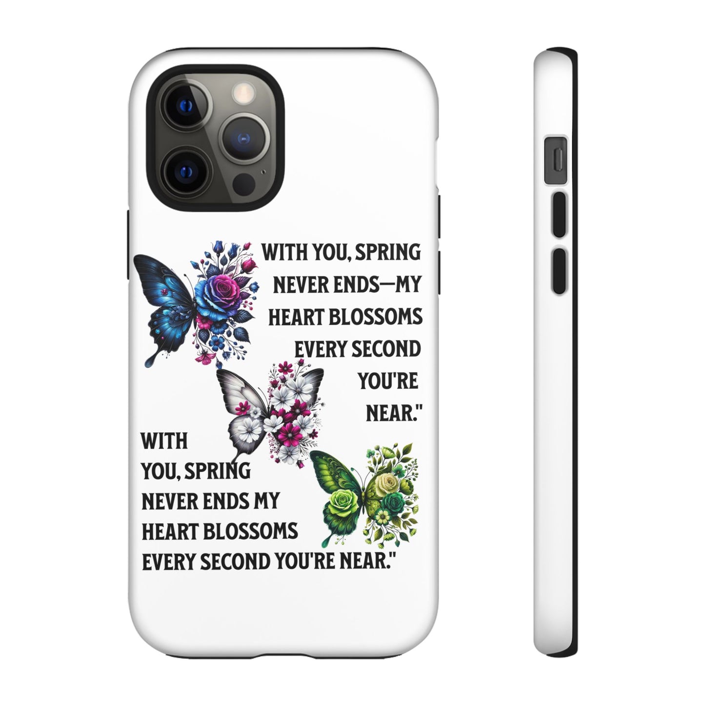 Floral Phone Case for Spring Lovers, Tough Cases, Inspirational Gift, Mother's Day Present, Floral Art Case, Butterfly Decor