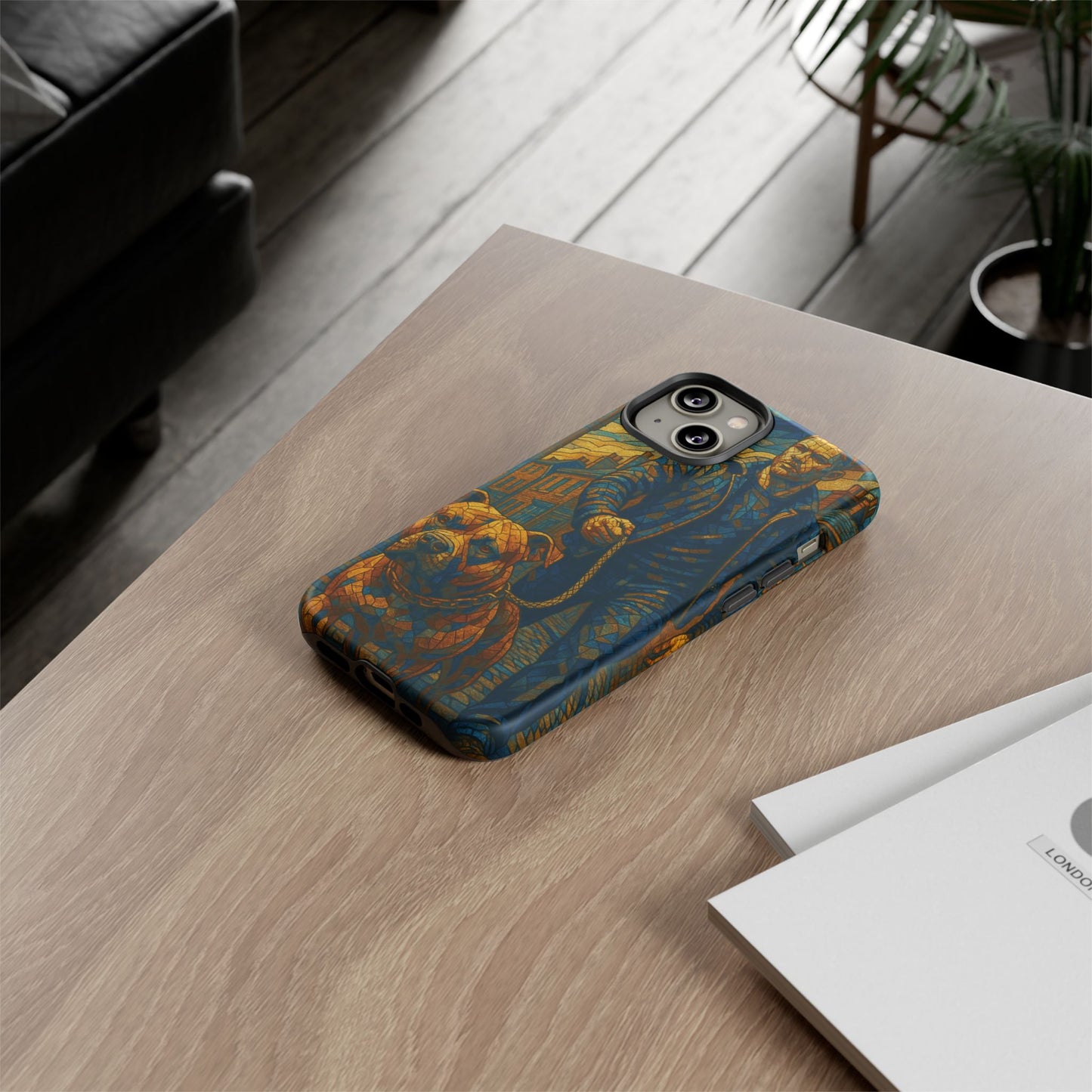 Bold Art Phone Case - Tough Cases for Dog Lovers, Unique Gift for Pet Owners, Phone Accessories for Him, Vibrant Dog Design, Stylish [...]Urban Mosaic Pitbull iPhone Case