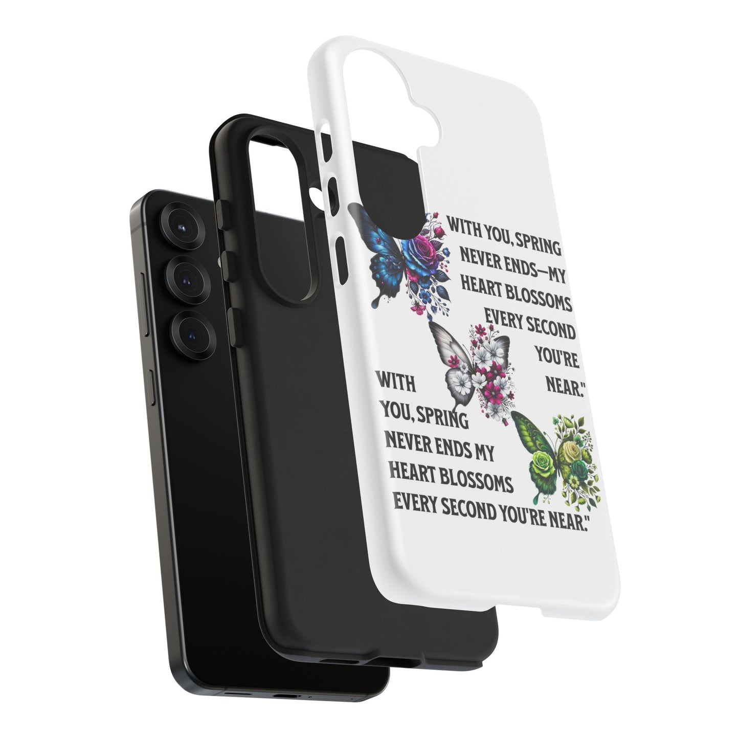 Floral Phone Case for Spring Lovers, Tough Cases, Inspirational Gift, Mother's Day Present, Floral Art Case, Butterfly Decor
