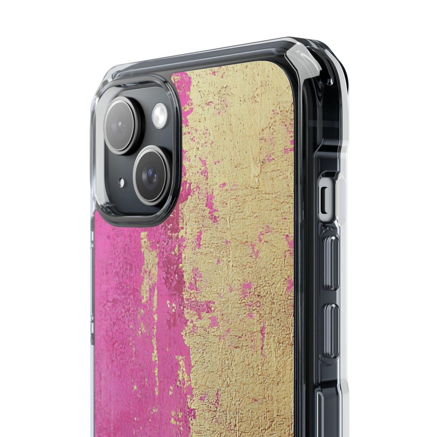 Stylish Magnetic Phone Case, Pink and Gold Phone Cover, Clear Impact Case for iPhone, Trendy Phone Accessories, Unique Gift Idea