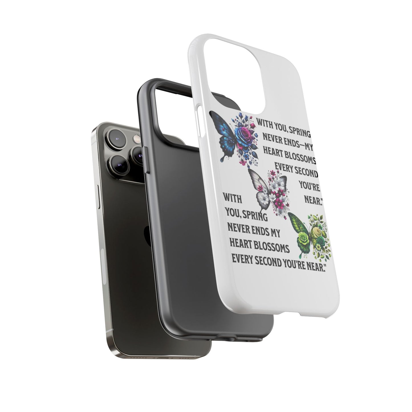 Floral Phone Case for Spring Lovers, Tough Cases, Inspirational Gift, Mother's Day Present, Floral Art Case, Butterfly Decor