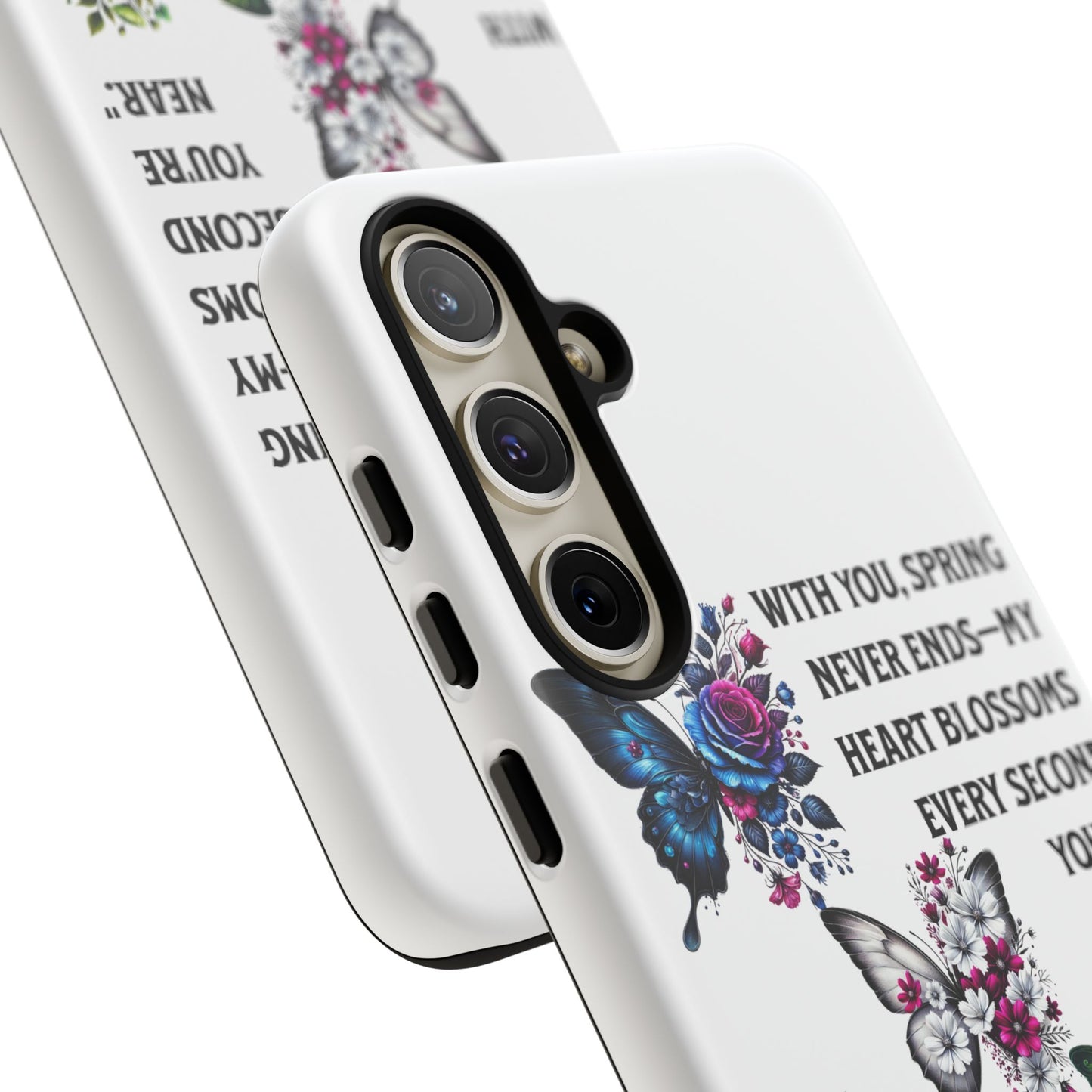 Floral Phone Case for Spring Lovers, Tough Cases, Inspirational Gift, Mother's Day Present, Floral Art Case, Butterfly Decor
