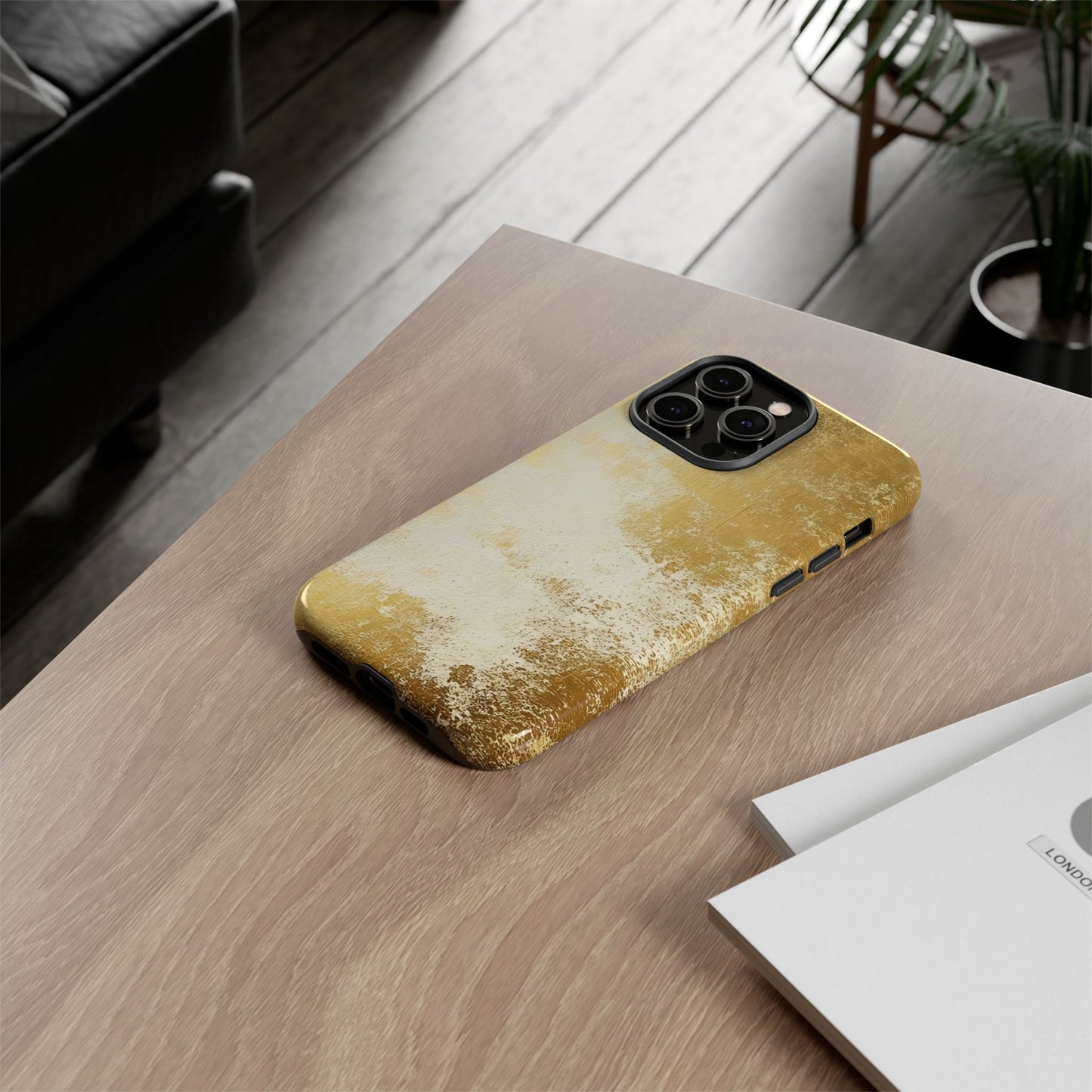 Stylish Phone Case - Gold Texture, Tough Cases, Protective Cover, Gift for Him, Glamorous Phone Accessory