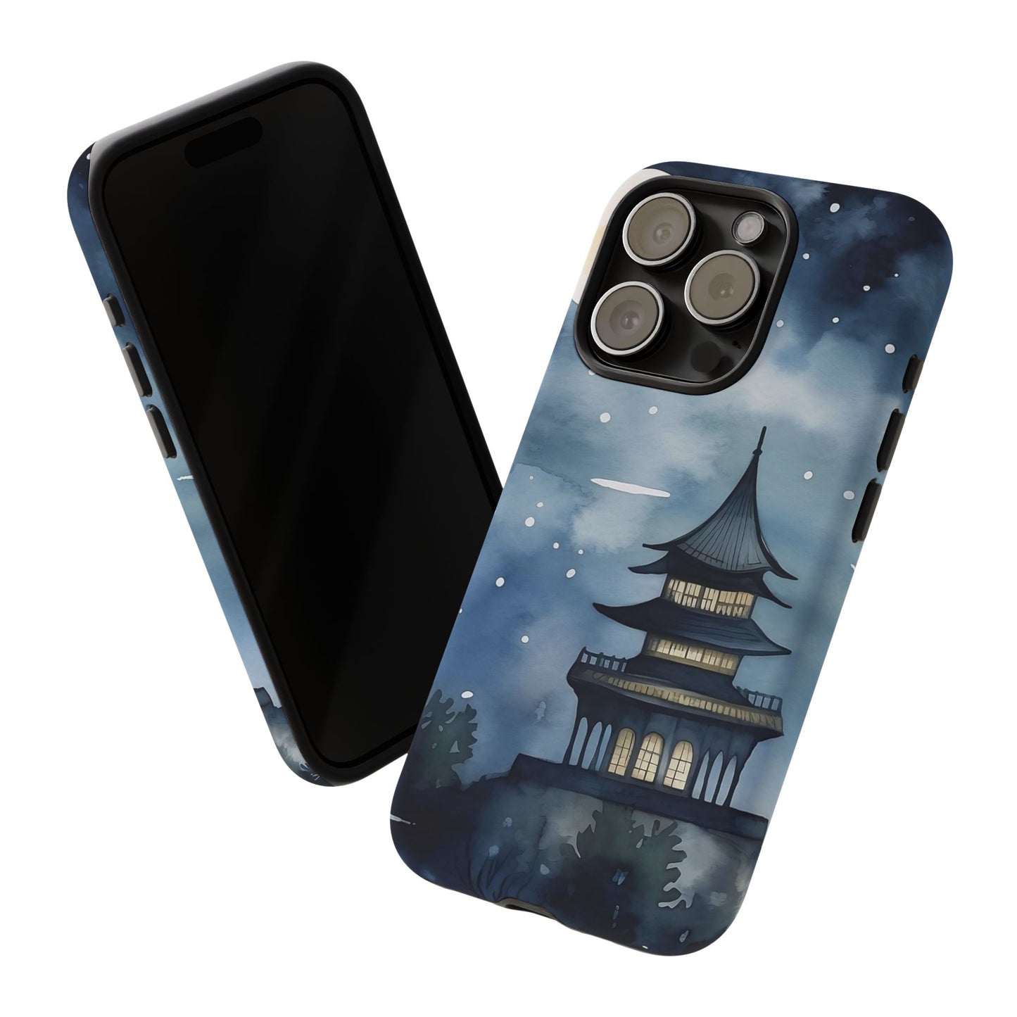 Winter Themed Phone Case, Night Sky Cell Phone Cover, Cozy Snowy Scene, Gift for Nature Lovers, Customizable Case