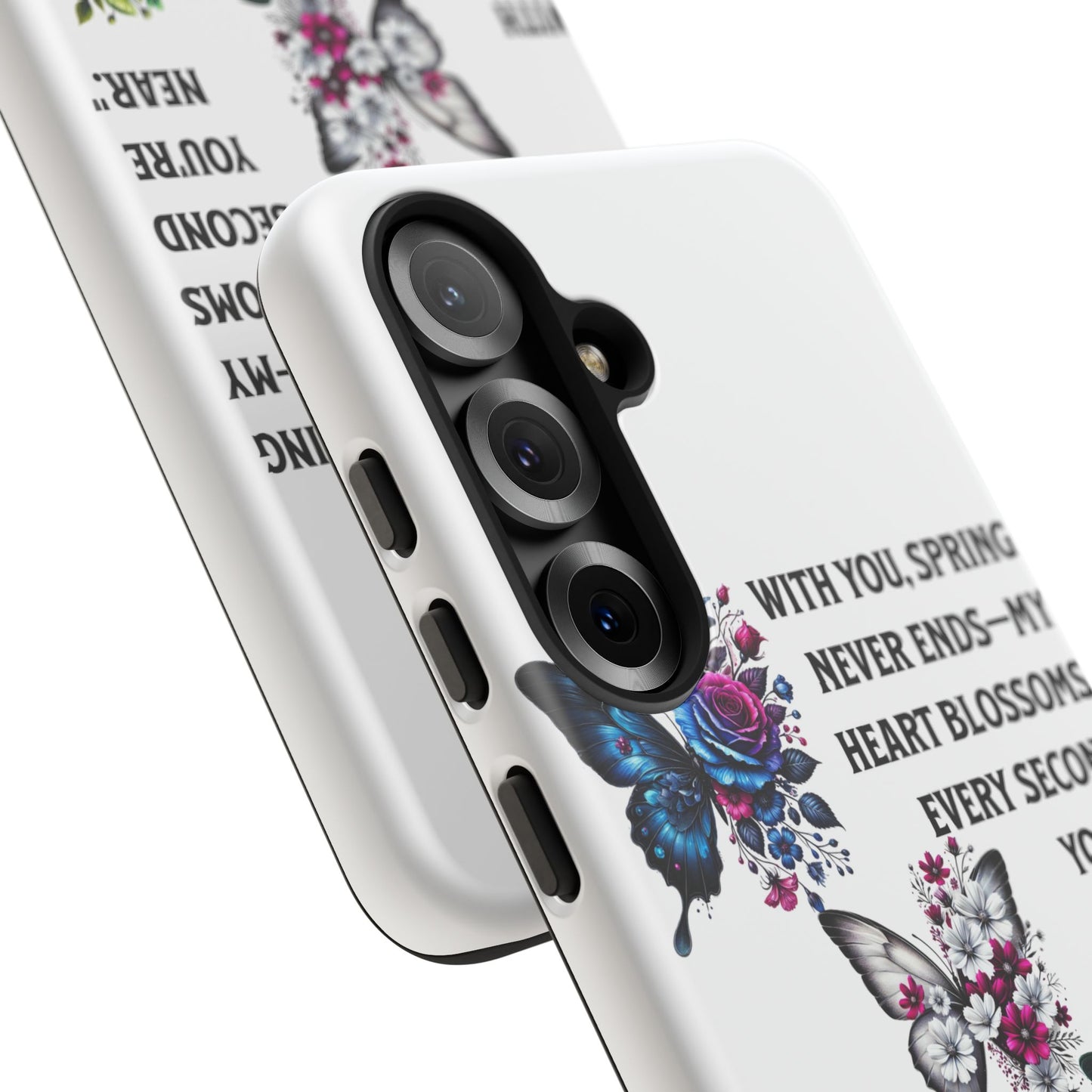 Floral Phone Case for Spring Lovers, Tough Cases, Inspirational Gift, Mother's Day Present, Floral Art Case, Butterfly Decor