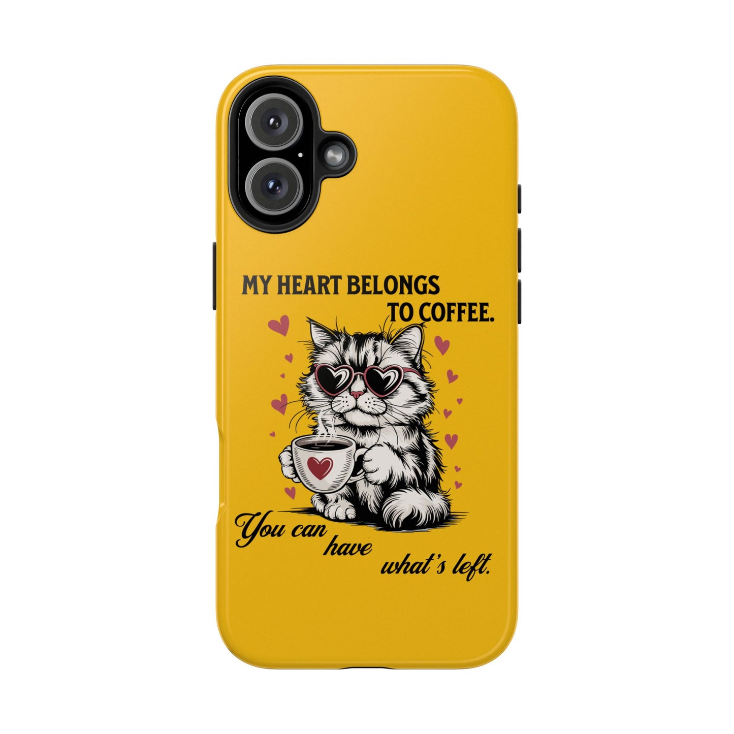 Coffee Lover Cat Phone Case - Cute Tough Phone Cover, Cat Mom Gift, Pet Lover Accessory, Coffee Addict Case, Unique Phone Protector