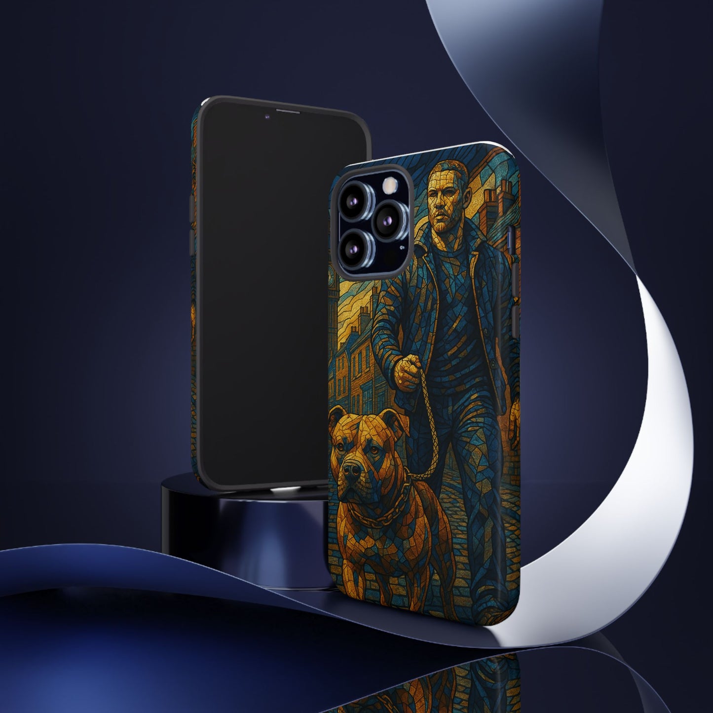 Bold Art Phone Case - Tough Cases for Dog Lovers, Unique Gift for Pet Owners, Phone Accessories for Him, Vibrant Dog Design, Stylish [...]Urban Mosaic Pitbull iPhone Case