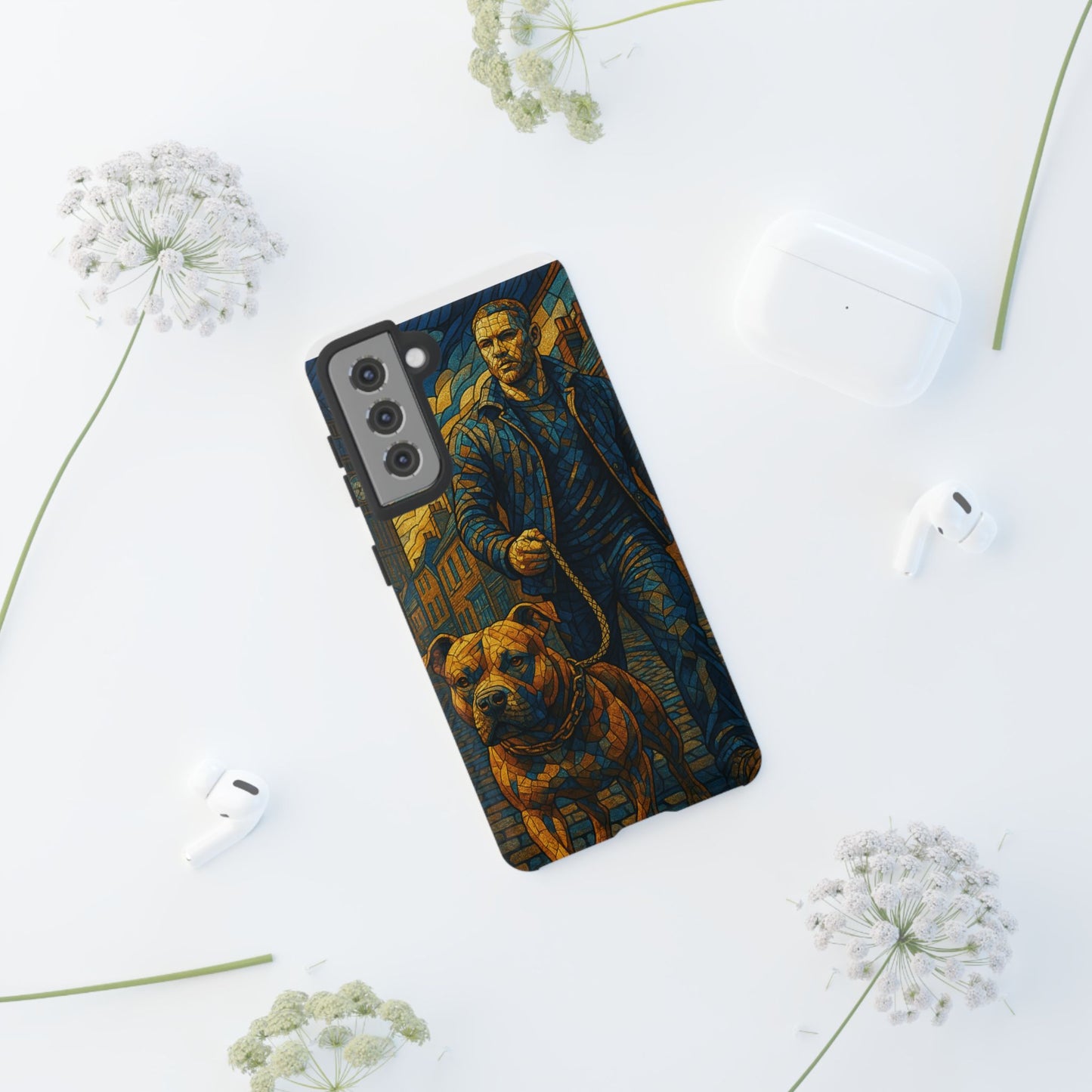 Bold Art Phone Case - Tough Cases for Dog Lovers, Unique Gift for Pet Owners, Phone Accessories for Him, Vibrant Dog Design, Stylish [...]Urban Mosaic Pitbull iPhone Case