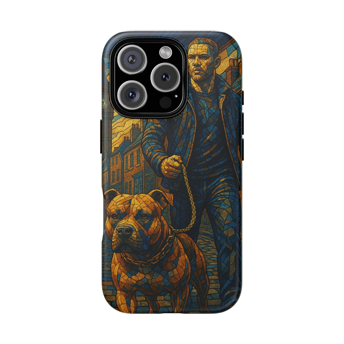 Bold Art Phone Case - Tough Cases for Dog Lovers, Unique Gift for Pet Owners, Phone Accessories for Him, Vibrant Dog Design, Stylish [...]Urban Mosaic Pitbull iPhone Case