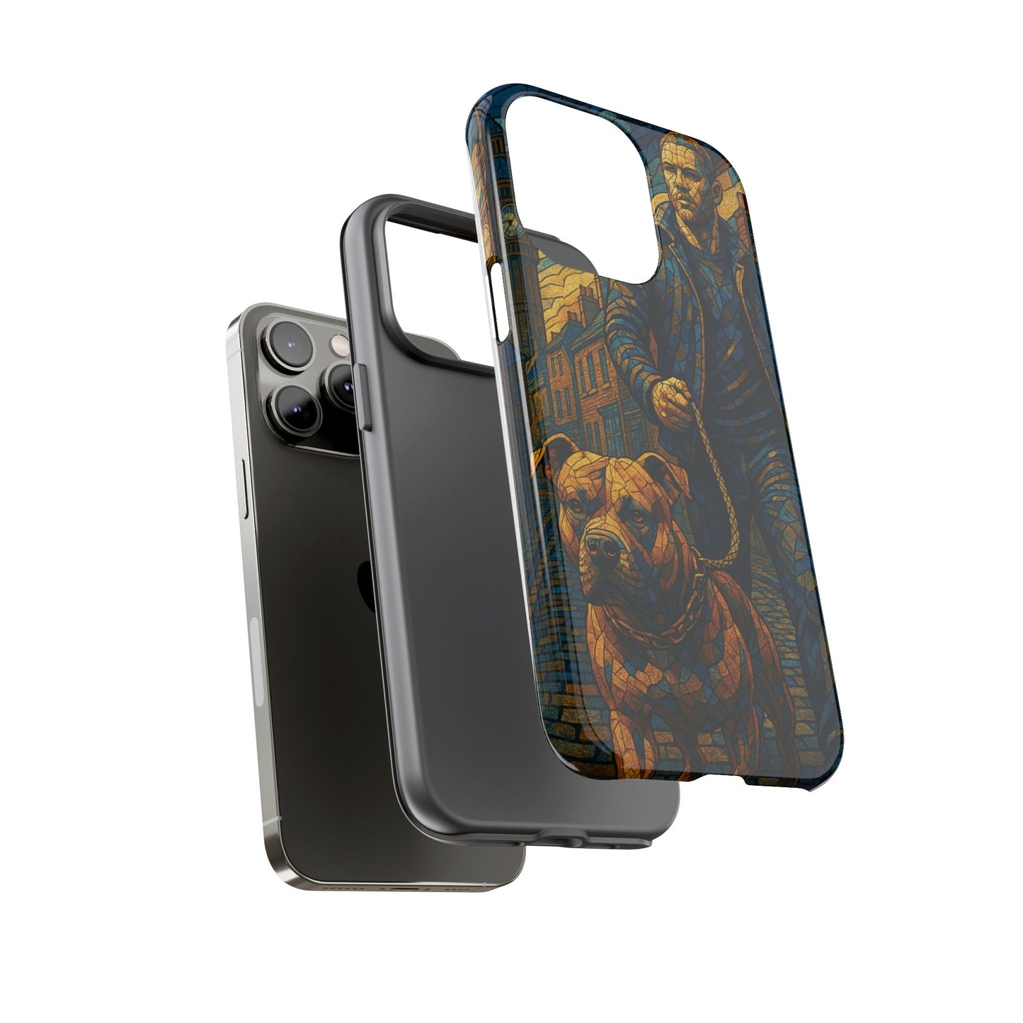 Bold Art Phone Case - Tough Cases for Dog Lovers, Unique Gift for Pet Owners, Phone Accessories for Him, Vibrant Dog Design, Stylish [...]Urban Mosaic Pitbull iPhone Case