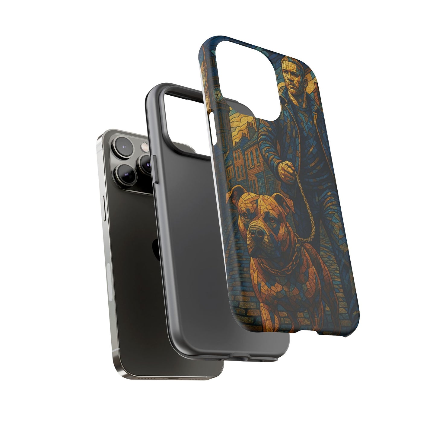 Bold Art Phone Case - Tough Cases for Dog Lovers, Unique Gift for Pet Owners, Phone Accessories for Him, Vibrant Dog Design, Stylish [...]Urban Mosaic Pitbull iPhone Case