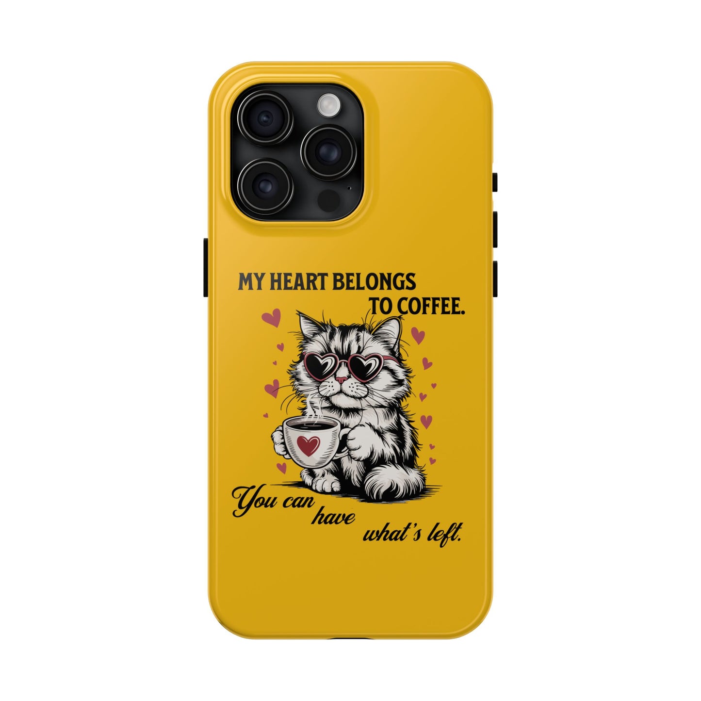 Coffee Lover Cat Phone Case - Cute Tough Phone Cover, Cat Mom Gift, Pet Lover Accessory, Coffee Addict Case, Unique Phone Protector