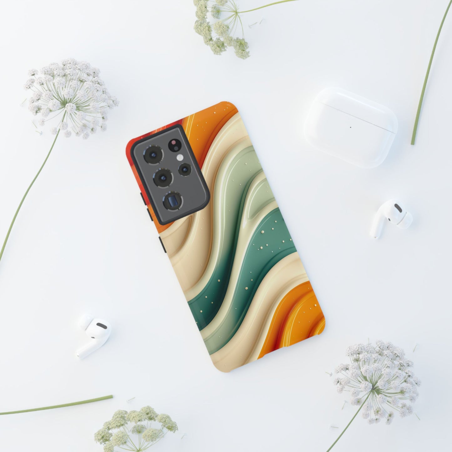 Retro Phone Case, Abstract Floral Design, Trendy Mobile Cover, Modern Tech Accessories, Gift for Her