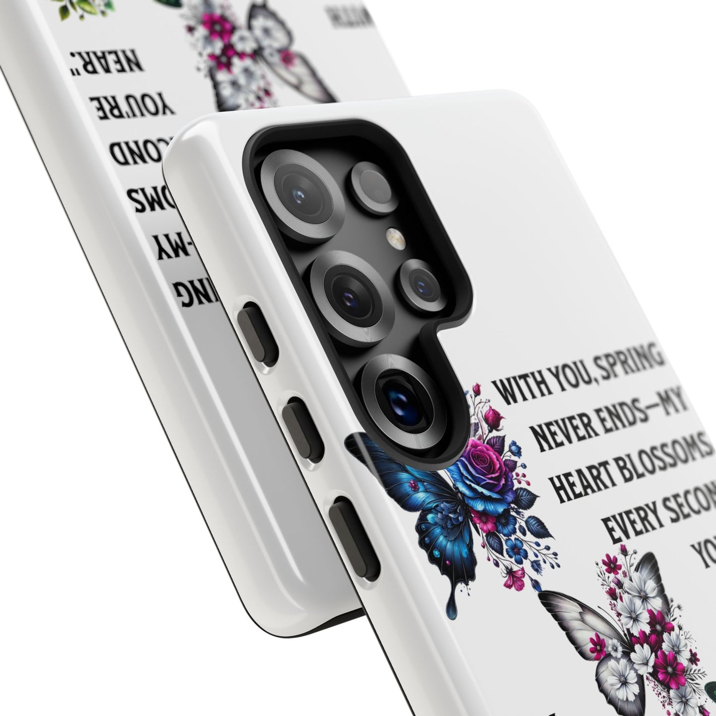 Floral Phone Case for Spring Lovers, Tough Cases, Inspirational Gift, Mother's Day Present, Floral Art Case, Butterfly Decor