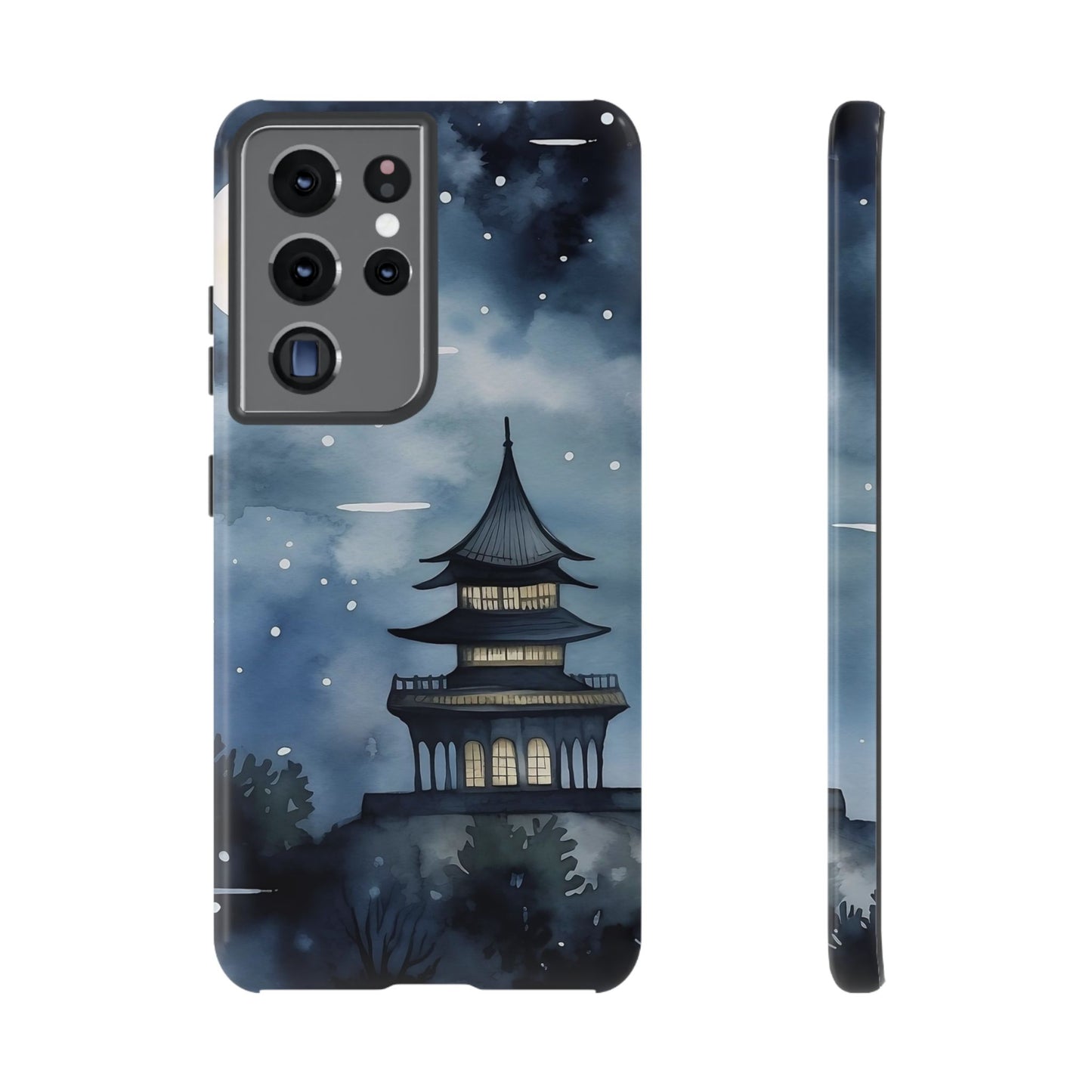 Winter Themed Phone Case, Night Sky Cell Phone Cover, Cozy Snowy Scene, Gift for Nature Lovers, Customizable Case