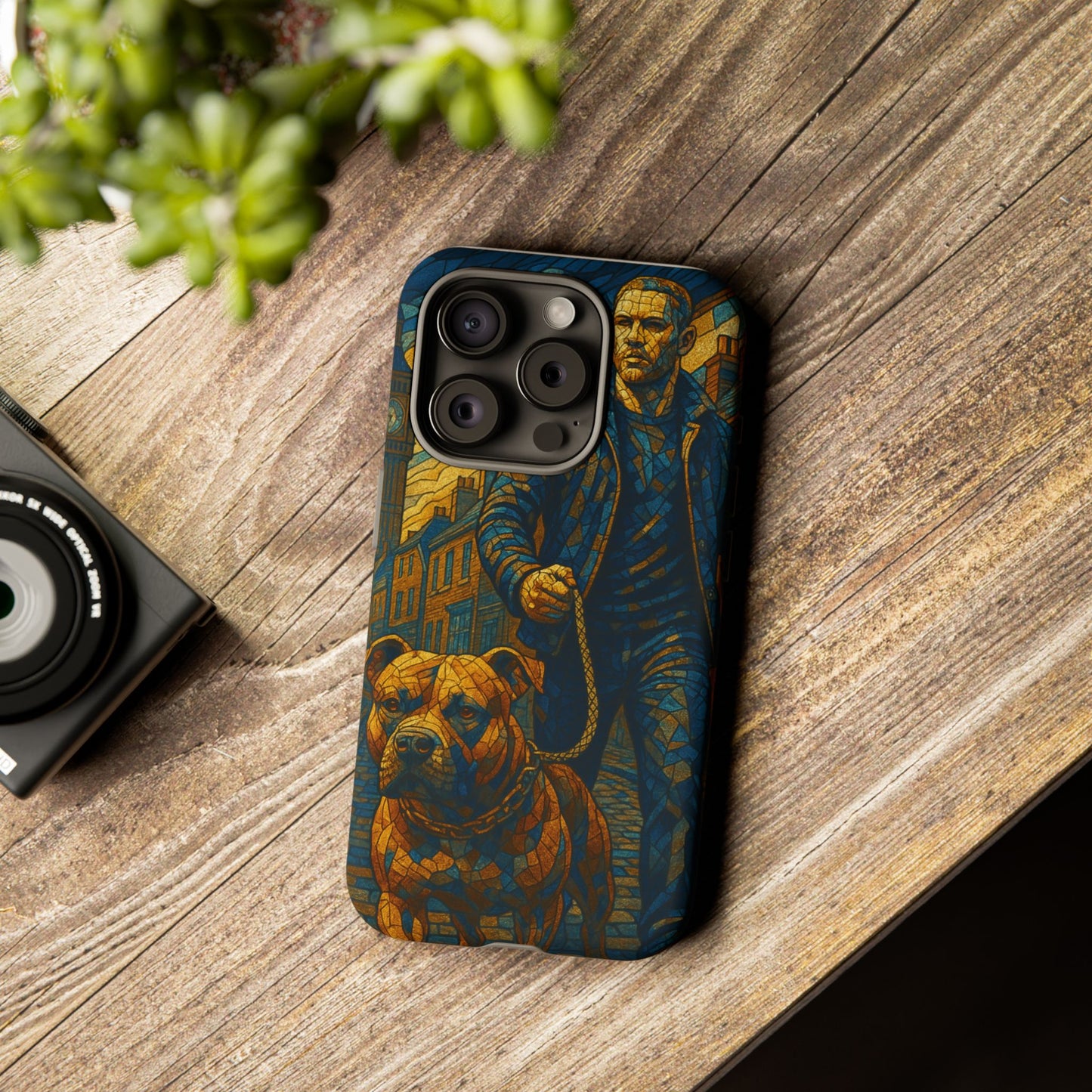 Bold Art Phone Case - Tough Cases for Dog Lovers, Unique Gift for Pet Owners, Phone Accessories for Him, Vibrant Dog Design, Stylish [...]Urban Mosaic Pitbull iPhone Case