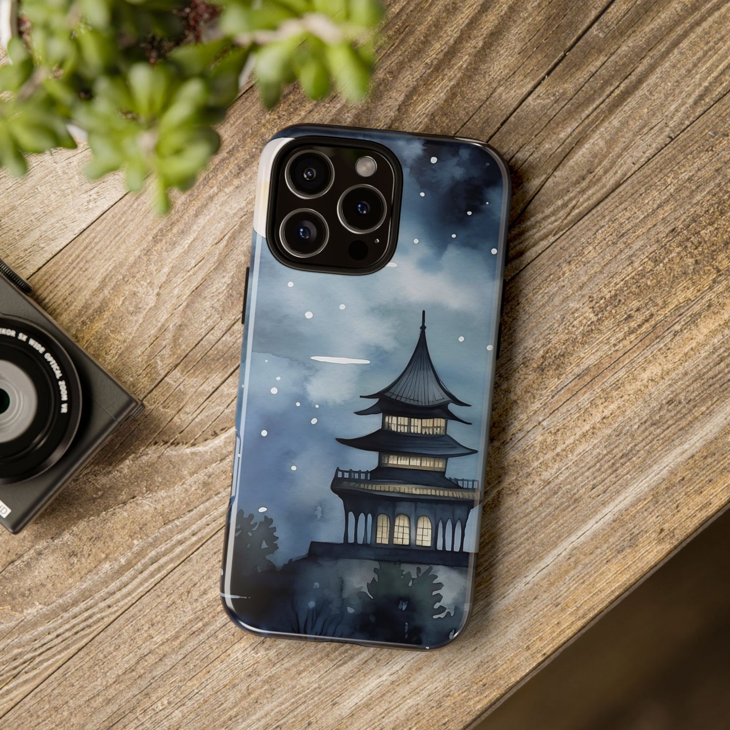 Winter Themed Phone Case, Night Sky Cell Phone Cover, Cozy Snowy Scene, Gift for Nature Lovers, Customizable Case