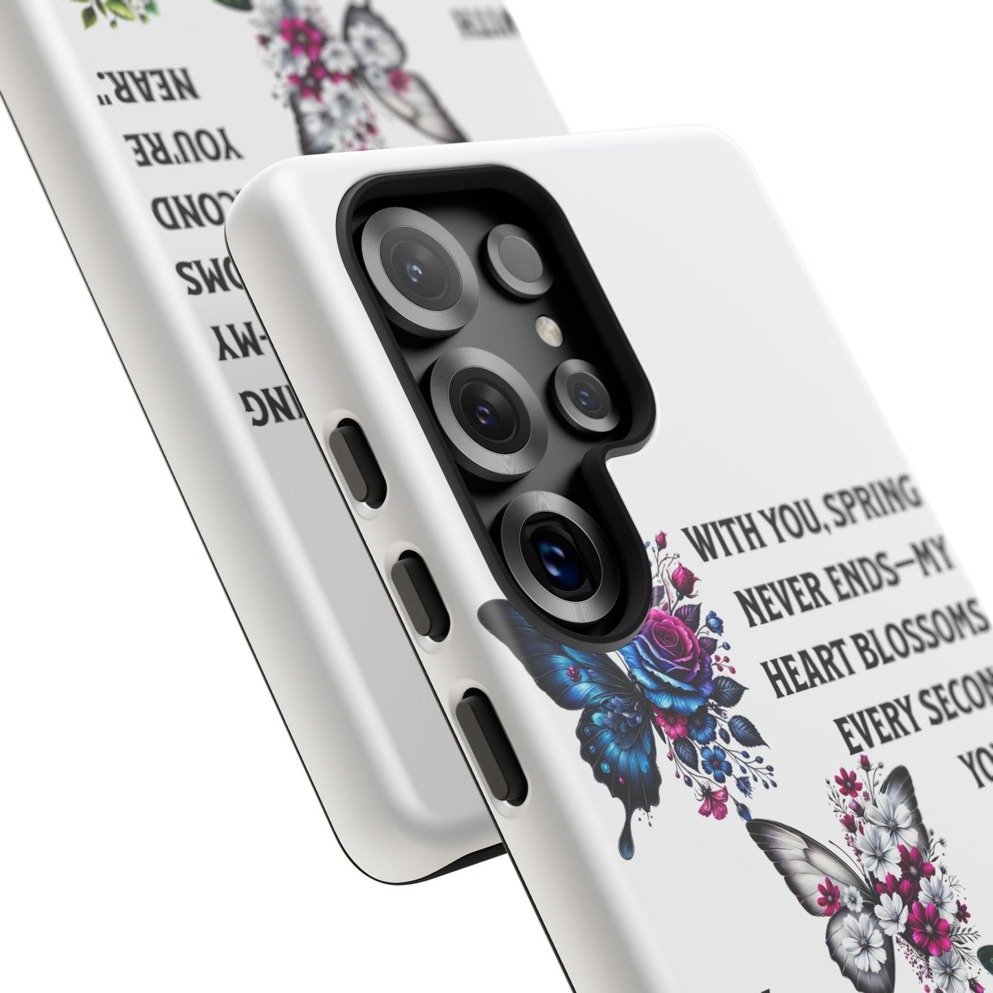 Floral Phone Case for Spring Lovers, Tough Cases, Inspirational Gift, Mother's Day Present, Floral Art Case, Butterfly Decor