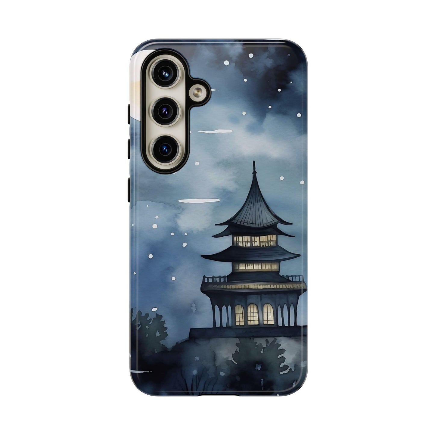 Winter Themed Phone Case, Night Sky Cell Phone Cover, Cozy Snowy Scene, Gift for Nature Lovers, Customizable Case