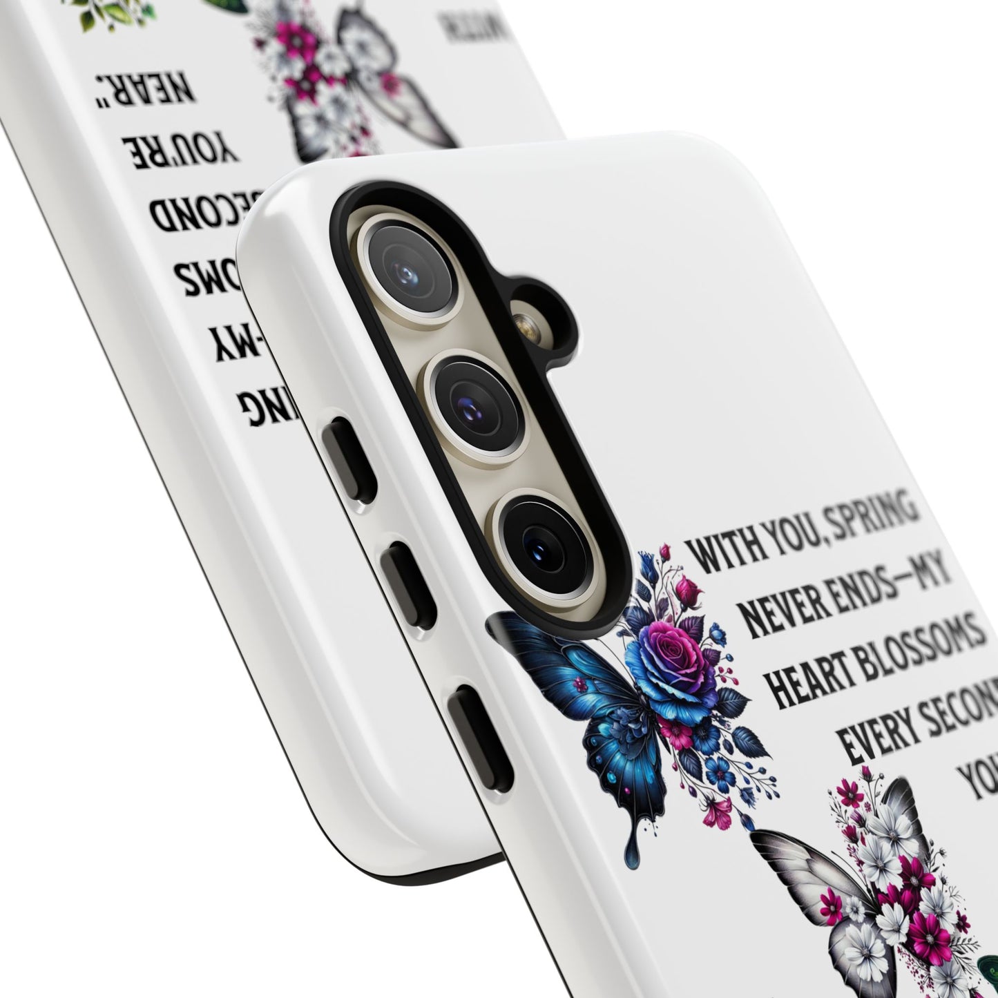 Floral Phone Case for Spring Lovers, Tough Cases, Inspirational Gift, Mother's Day Present, Floral Art Case, Butterfly Decor