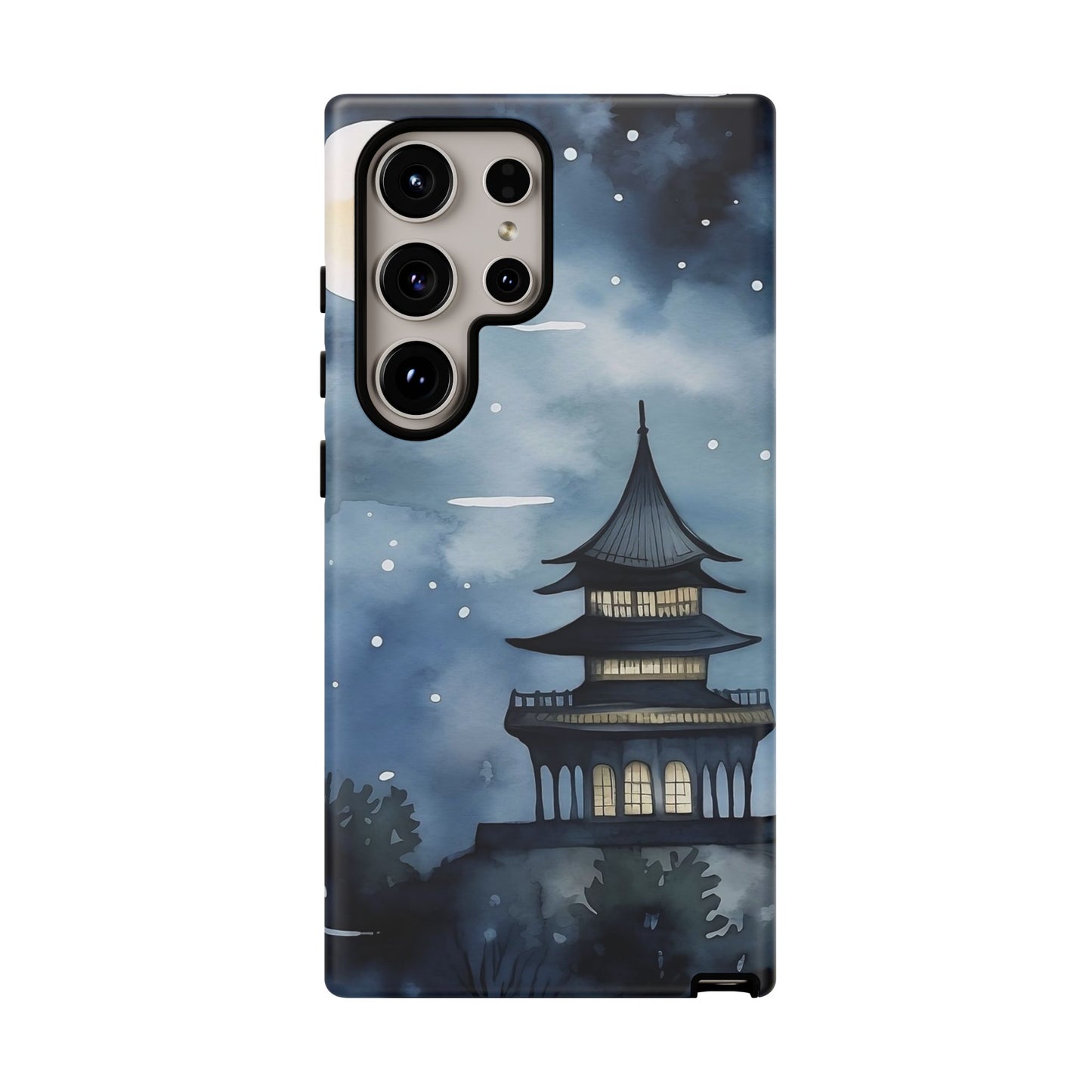 Winter Themed Phone Case, Night Sky Cell Phone Cover, Cozy Snowy Scene, Gift for Nature Lovers, Customizable Case