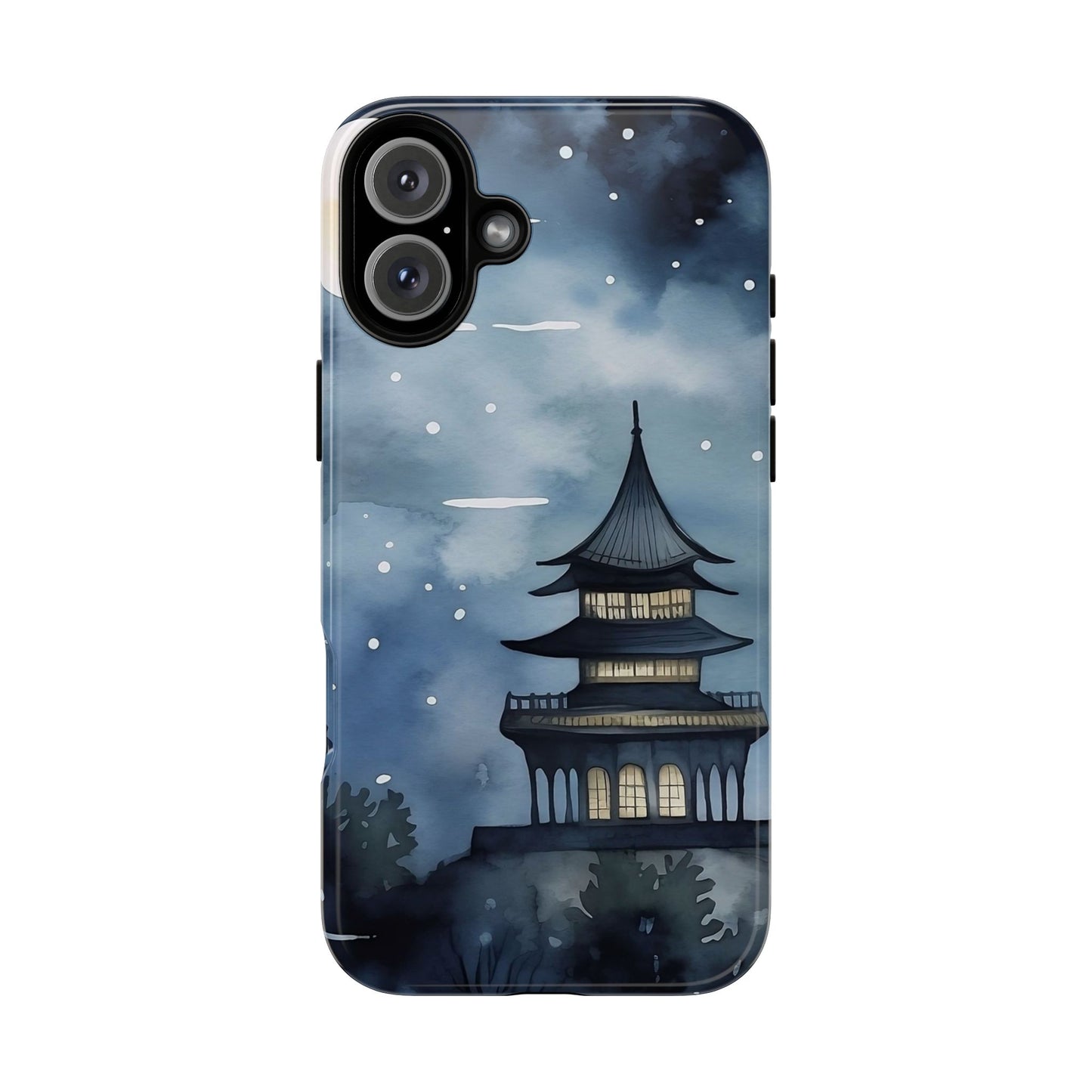 Winter Themed Phone Case, Night Sky Cell Phone Cover, Cozy Snowy Scene, Gift for Nature Lovers, Customizable Case