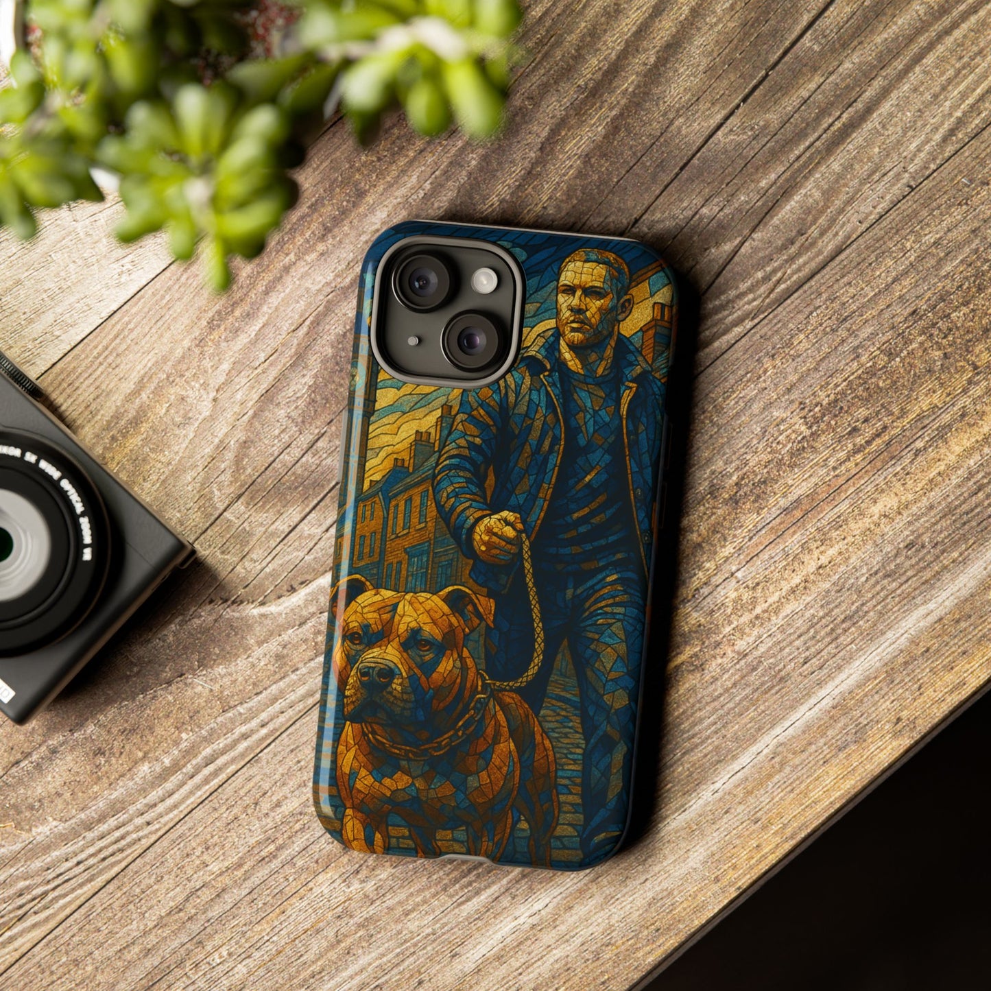 Bold Art Phone Case - Tough Cases for Dog Lovers, Unique Gift for Pet Owners, Phone Accessories for Him, Vibrant Dog Design, Stylish [...]Urban Mosaic Pitbull iPhone Case