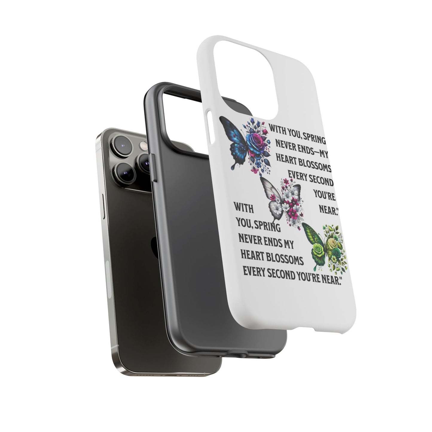 Floral Phone Case for Spring Lovers, Tough Cases, Inspirational Gift, Mother's Day Present, Floral Art Case, Butterfly Decor