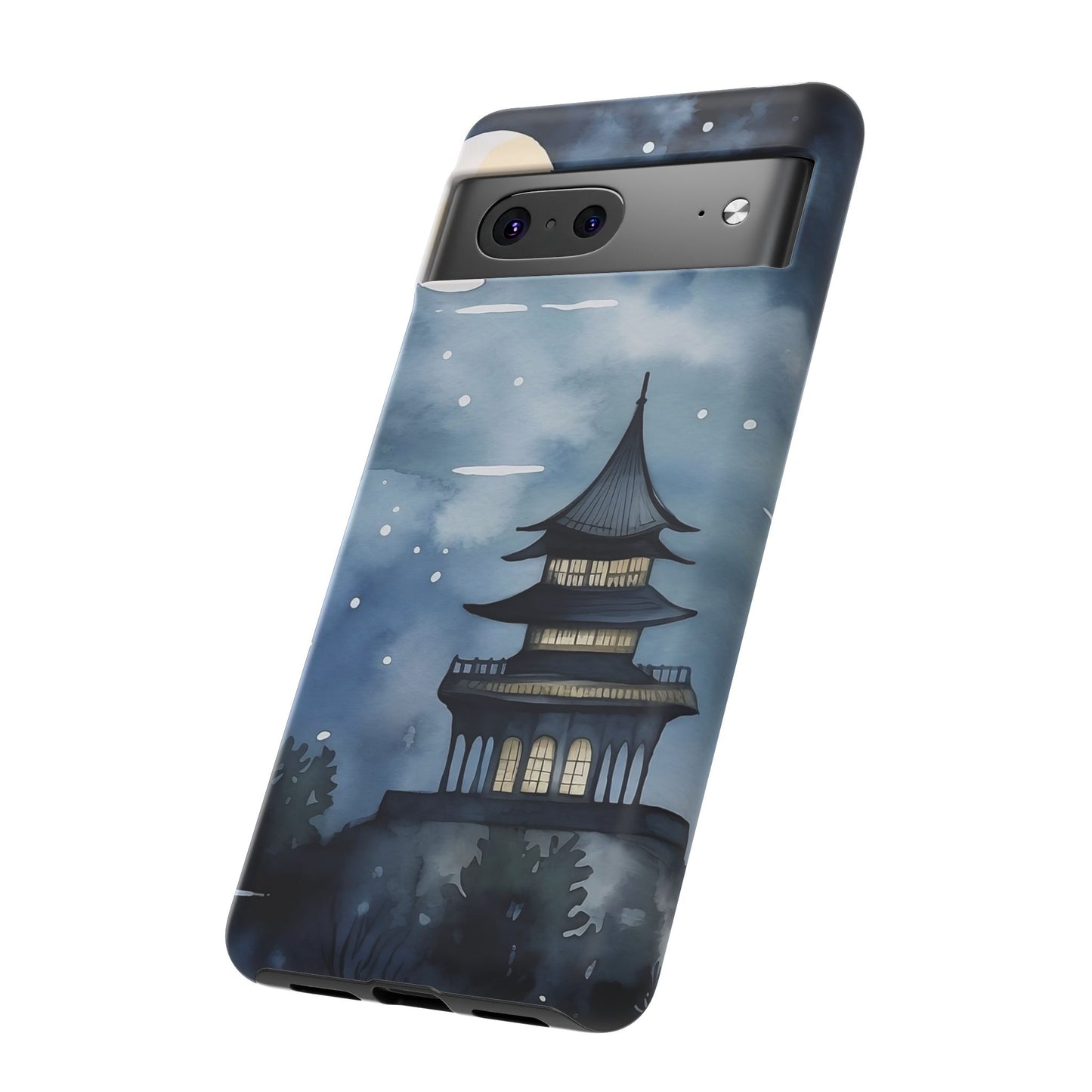 Winter Themed Phone Case, Night Sky Cell Phone Cover, Cozy Snowy Scene, Gift for Nature Lovers, Customizable Case
