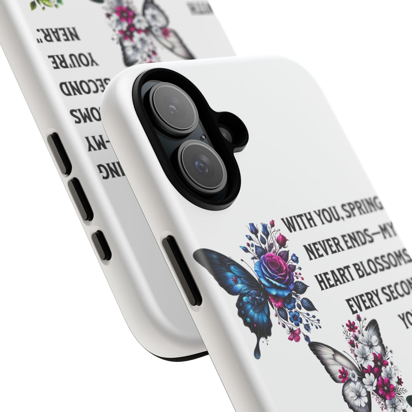 Floral Phone Case for Spring Lovers, Tough Cases, Inspirational Gift, Mother's Day Present, Floral Art Case, Butterfly Decor