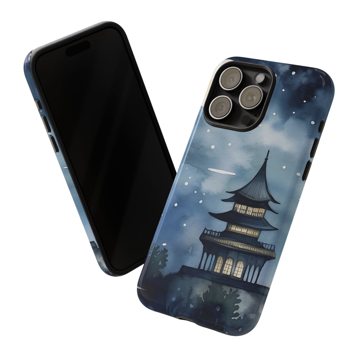 Winter Themed Phone Case, Night Sky Cell Phone Cover, Cozy Snowy Scene, Gift for Nature Lovers, Customizable Case