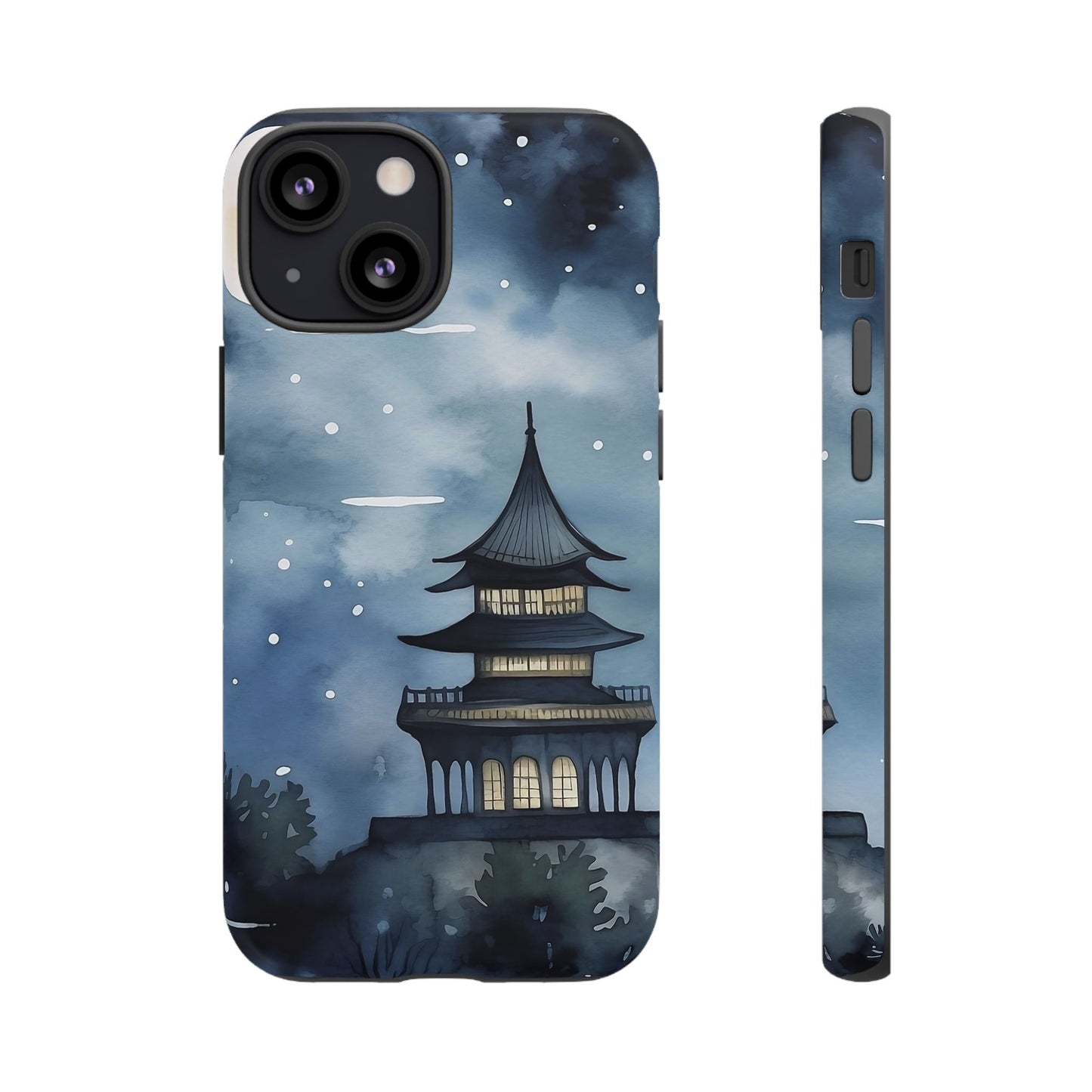 Winter Themed Phone Case, Night Sky Cell Phone Cover, Cozy Snowy Scene, Gift for Nature Lovers, Customizable Case