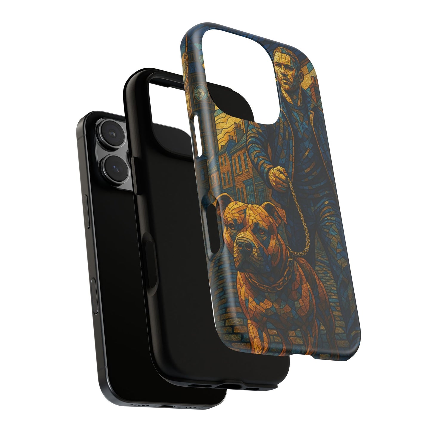 Bold Art Phone Case - Tough Cases for Dog Lovers, Unique Gift for Pet Owners, Phone Accessories for Him, Vibrant Dog Design, Stylish [...]Urban Mosaic Pitbull iPhone Case