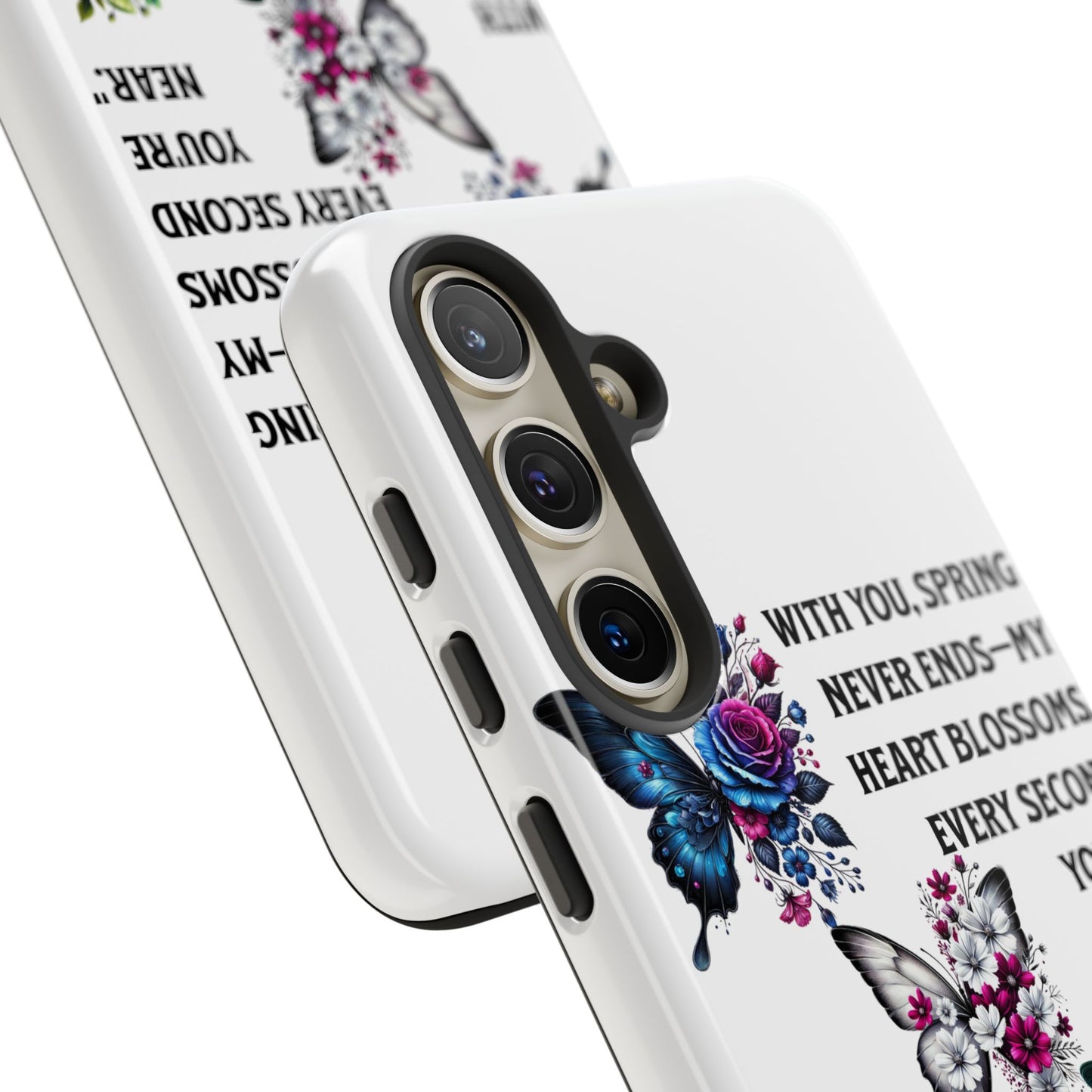 Floral Phone Case for Spring Lovers, Tough Cases, Inspirational Gift, Mother's Day Present, Floral Art Case, Butterfly Decor