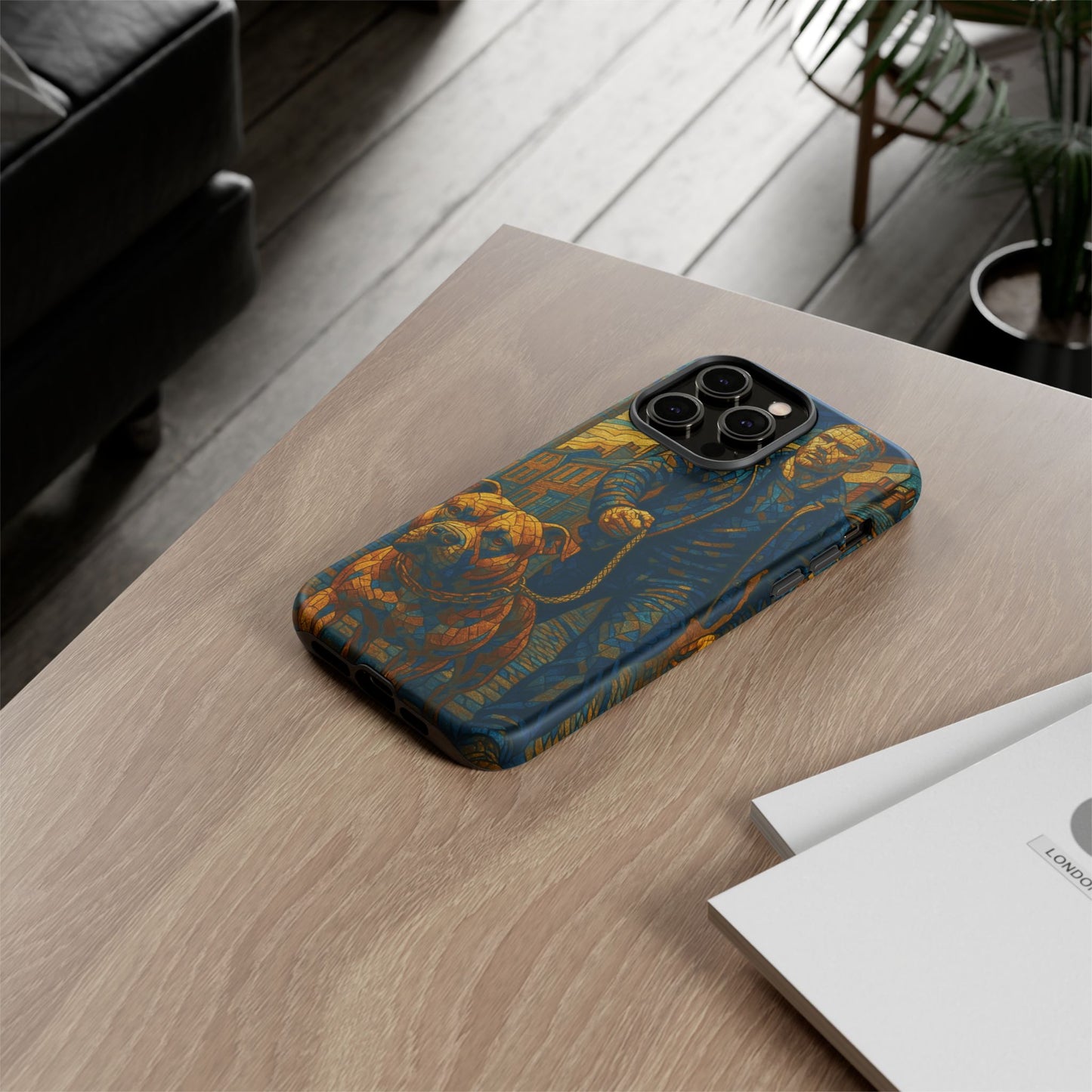 Bold Art Phone Case - Tough Cases for Dog Lovers, Unique Gift for Pet Owners, Phone Accessories for Him, Vibrant Dog Design, Stylish [...]Urban Mosaic Pitbull iPhone Case
