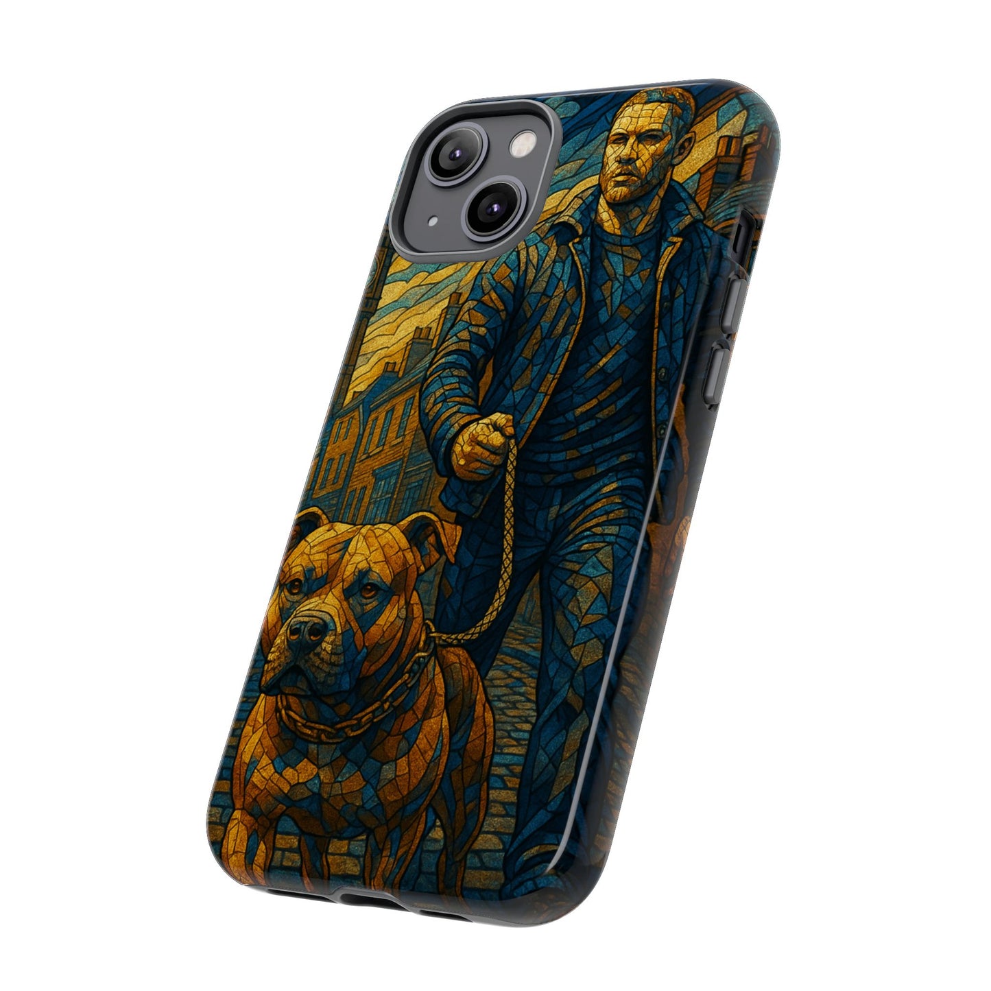 Bold Art Phone Case - Tough Cases for Dog Lovers, Unique Gift for Pet Owners, Phone Accessories for Him, Vibrant Dog Design, Stylish [...]Urban Mosaic Pitbull iPhone Case
