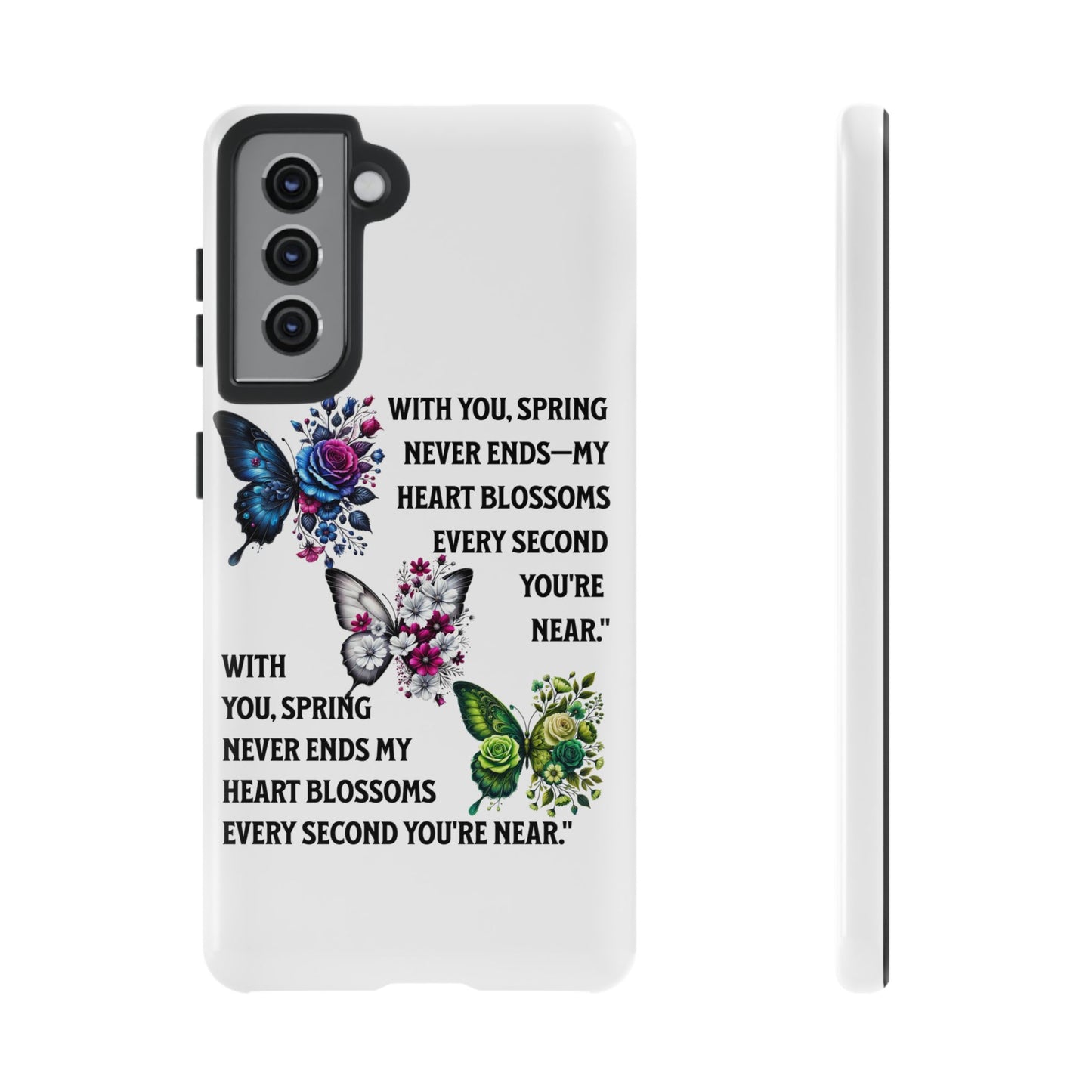 Floral Phone Case for Spring Lovers, Tough Cases, Inspirational Gift, Mother's Day Present, Floral Art Case, Butterfly Decor