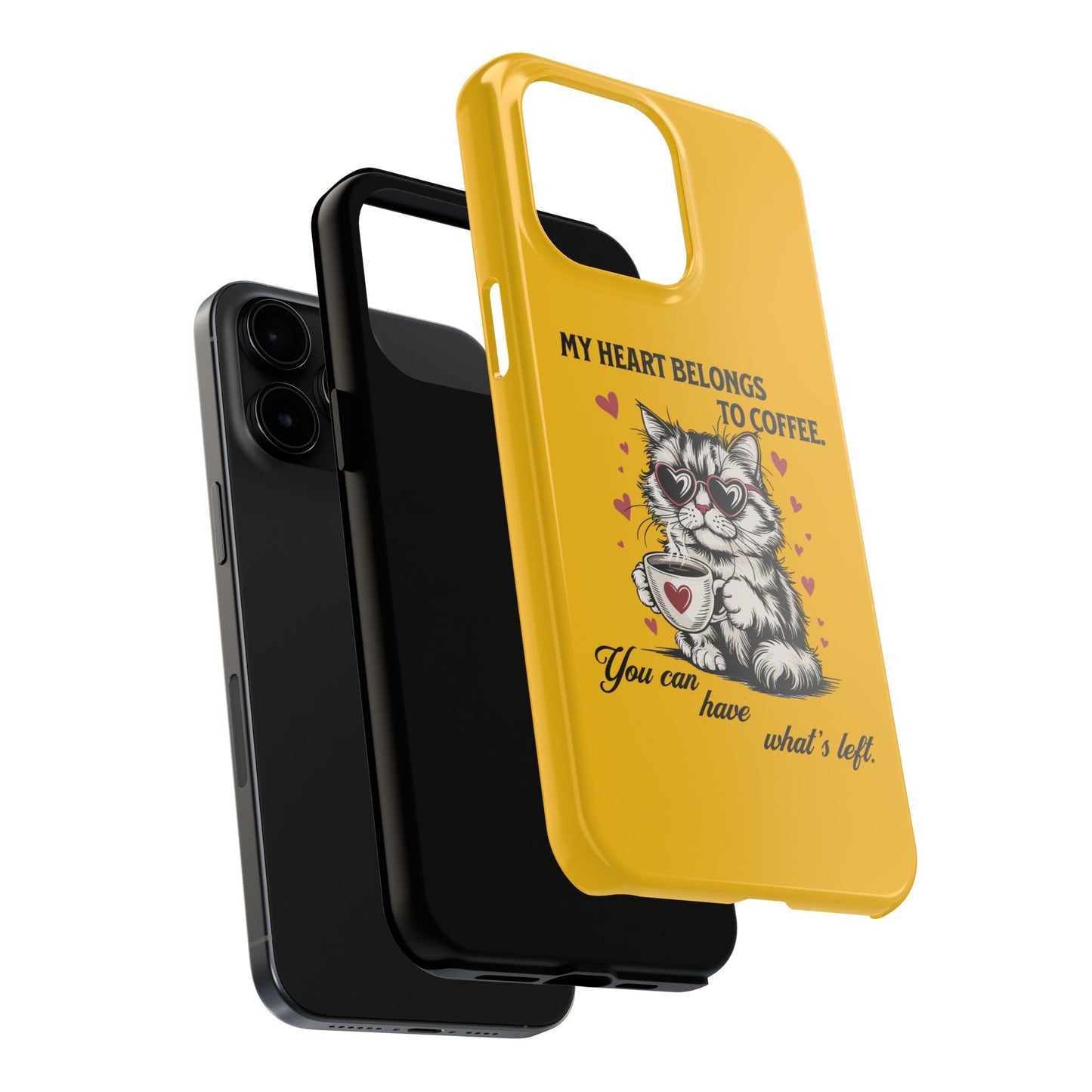 Coffee Lover Cat Phone Case - Cute Tough Phone Cover, Cat Mom Gift, Pet Lover Accessory, Coffee Addict Case, Unique Phone Protector