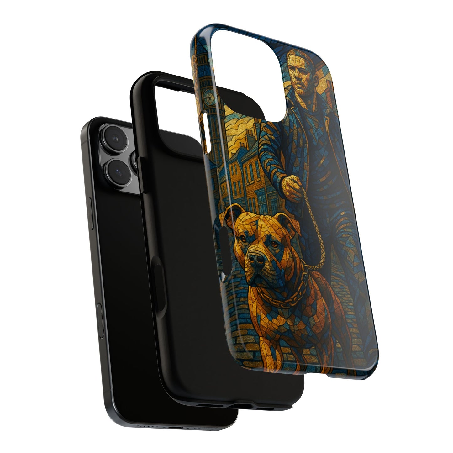 Bold Art Phone Case - Tough Cases for Dog Lovers, Unique Gift for Pet Owners, Phone Accessories for Him, Vibrant Dog Design, Stylish [...]Urban Mosaic Pitbull iPhone Case