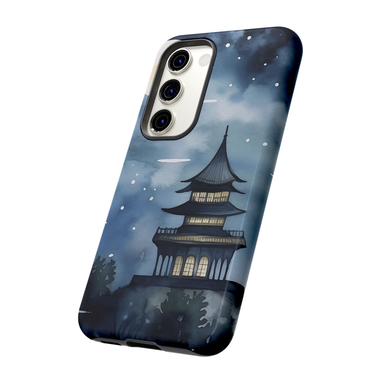 Winter Themed Phone Case, Night Sky Cell Phone Cover, Cozy Snowy Scene, Gift for Nature Lovers, Customizable Case