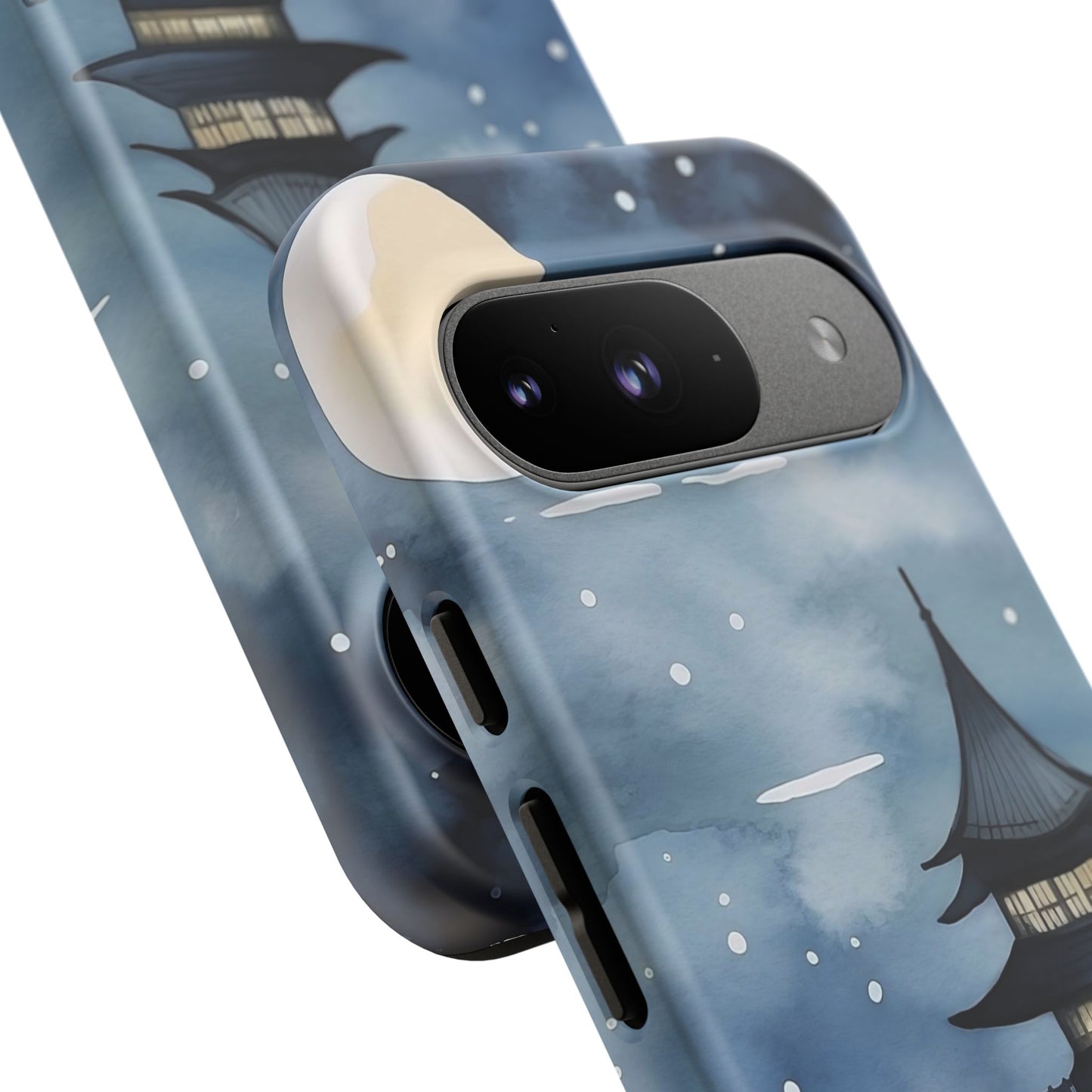 Winter Themed Phone Case, Night Sky Cell Phone Cover, Cozy Snowy Scene, Gift for Nature Lovers, Customizable Case